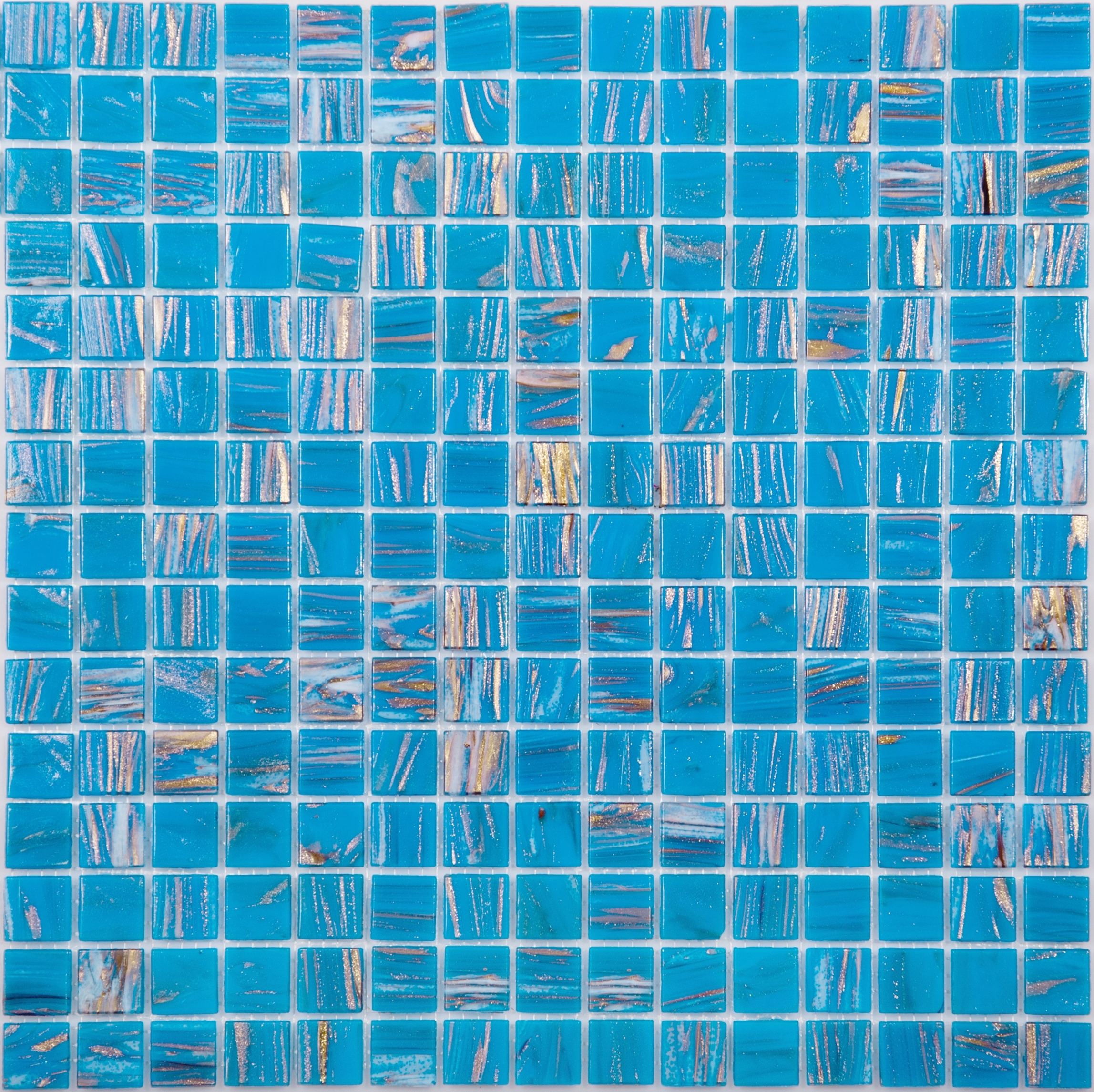 Изображение товара Декоративная стеклянная мозаика для внутренних и наружных работ 32.7x32.7 см с авантюрином Синий