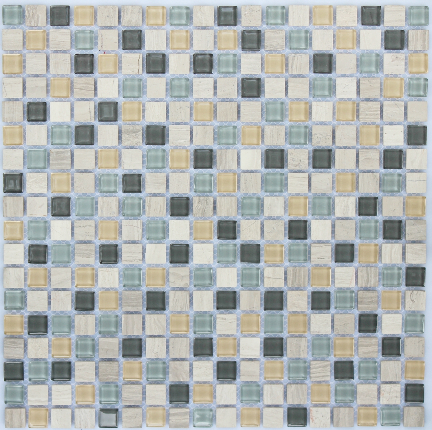 Изображение товара Декоративная мозаика из натурального камня и стекла 30.5х30.5 см серый