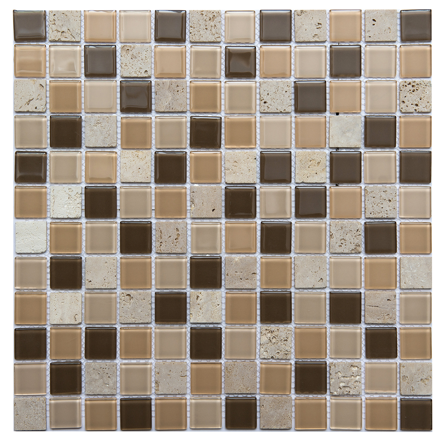 Изображение товара Декоративная мозаика NSMOSAIC S-852 NS03GL0084nsk коричневая 29.8x29.8 см для интерьера и наружных 