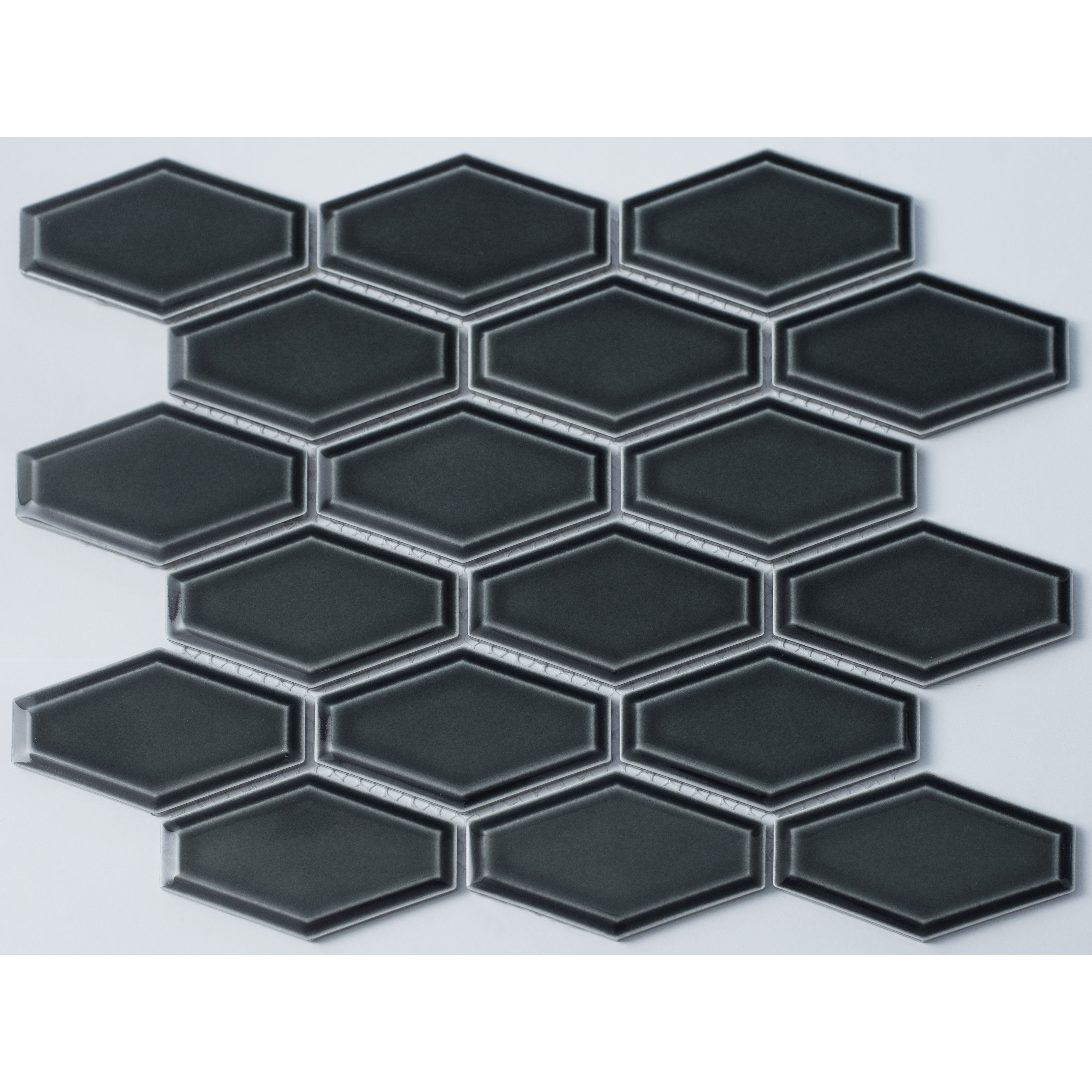 Изображение товара Декоративная керамическая мозаика NSMOSAIC R-316 черный 29.4x26.8см глянцевая для интерьера и уличн