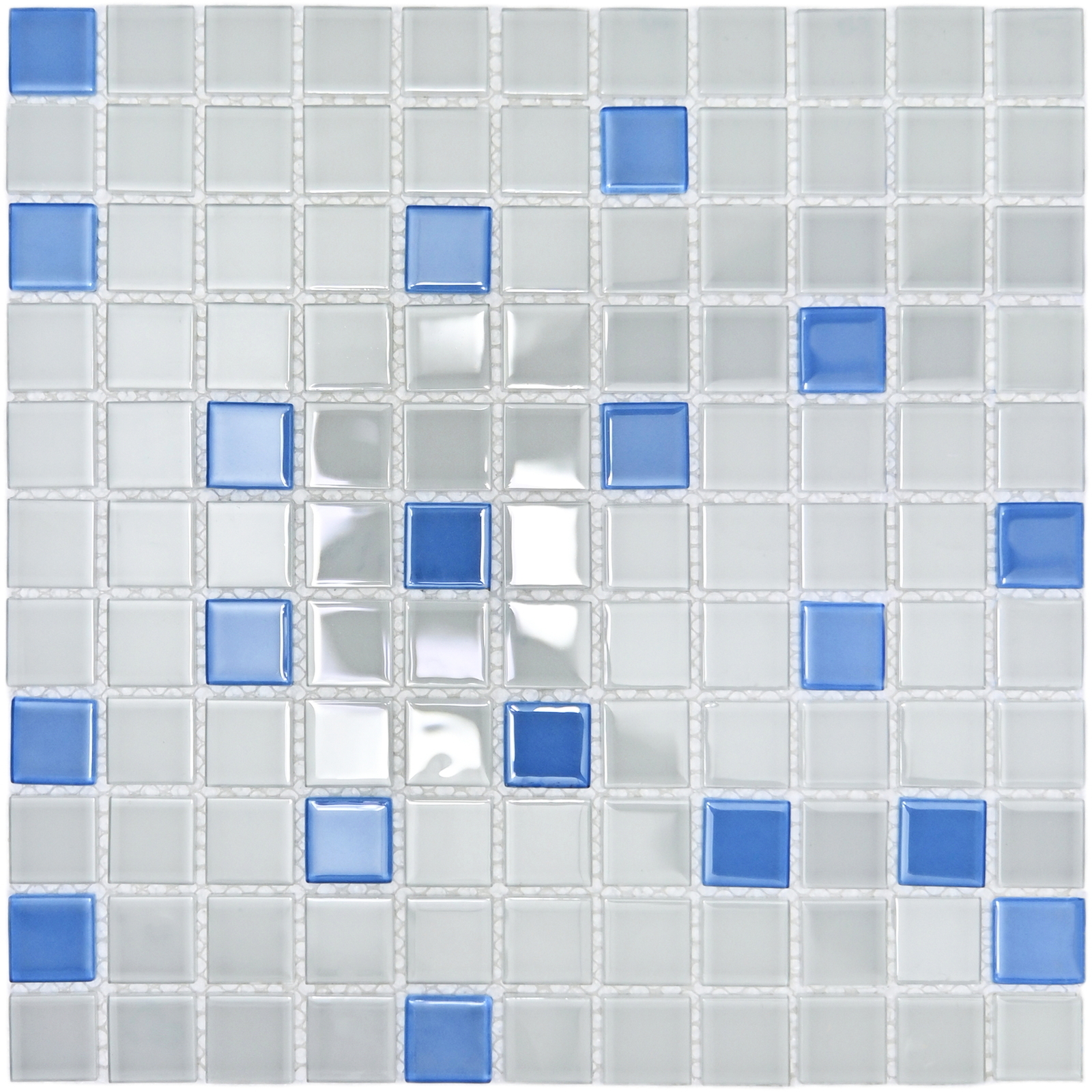 Изображение товара Декоративная мозаика Bonaparte Jump blue №8 (light) с глянцевым эффектом 30х30см