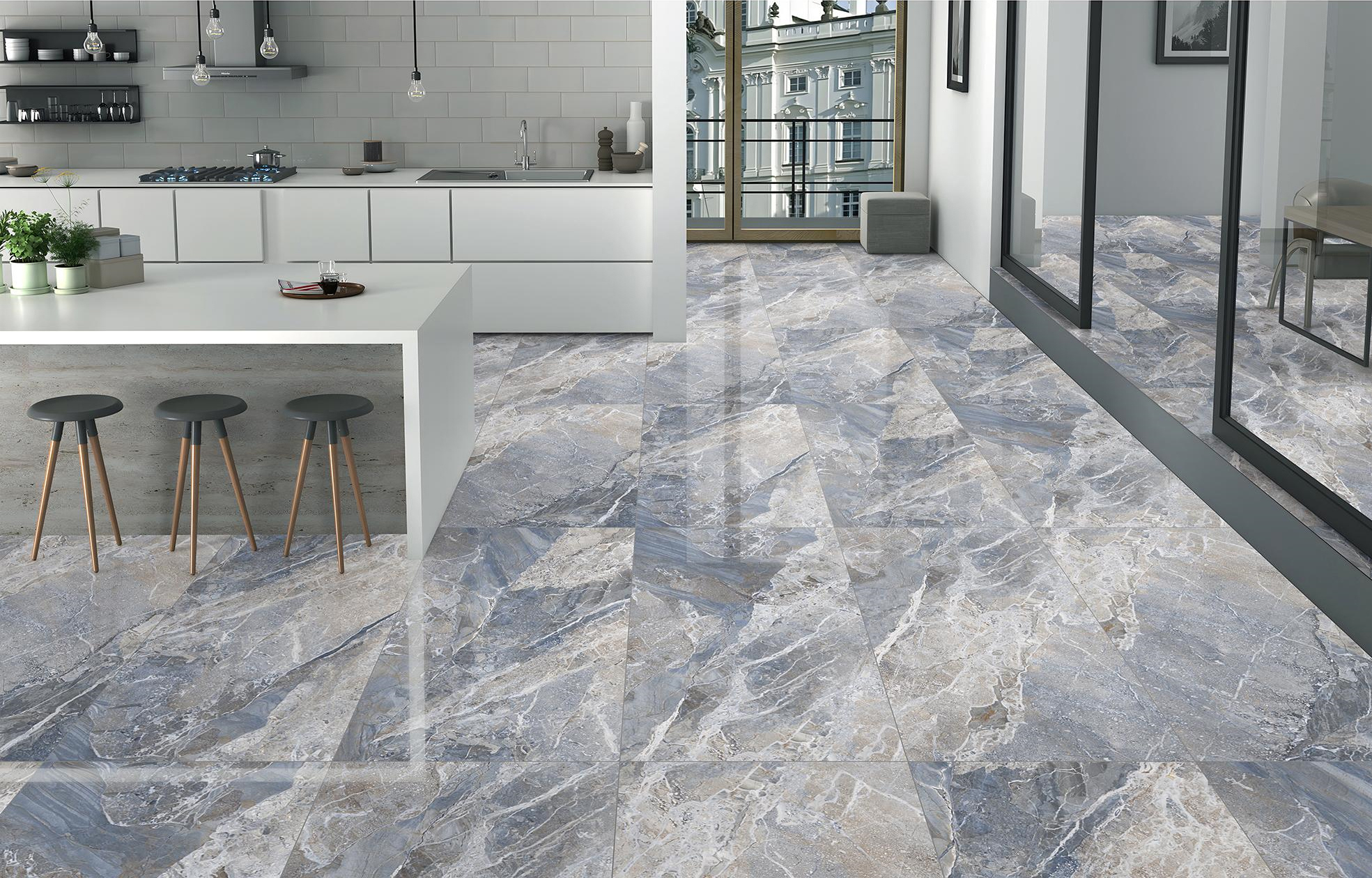 Изображение товара Керамогранит Kerald Elisa glossy 60x120см 1.44 м2 цвет голубой