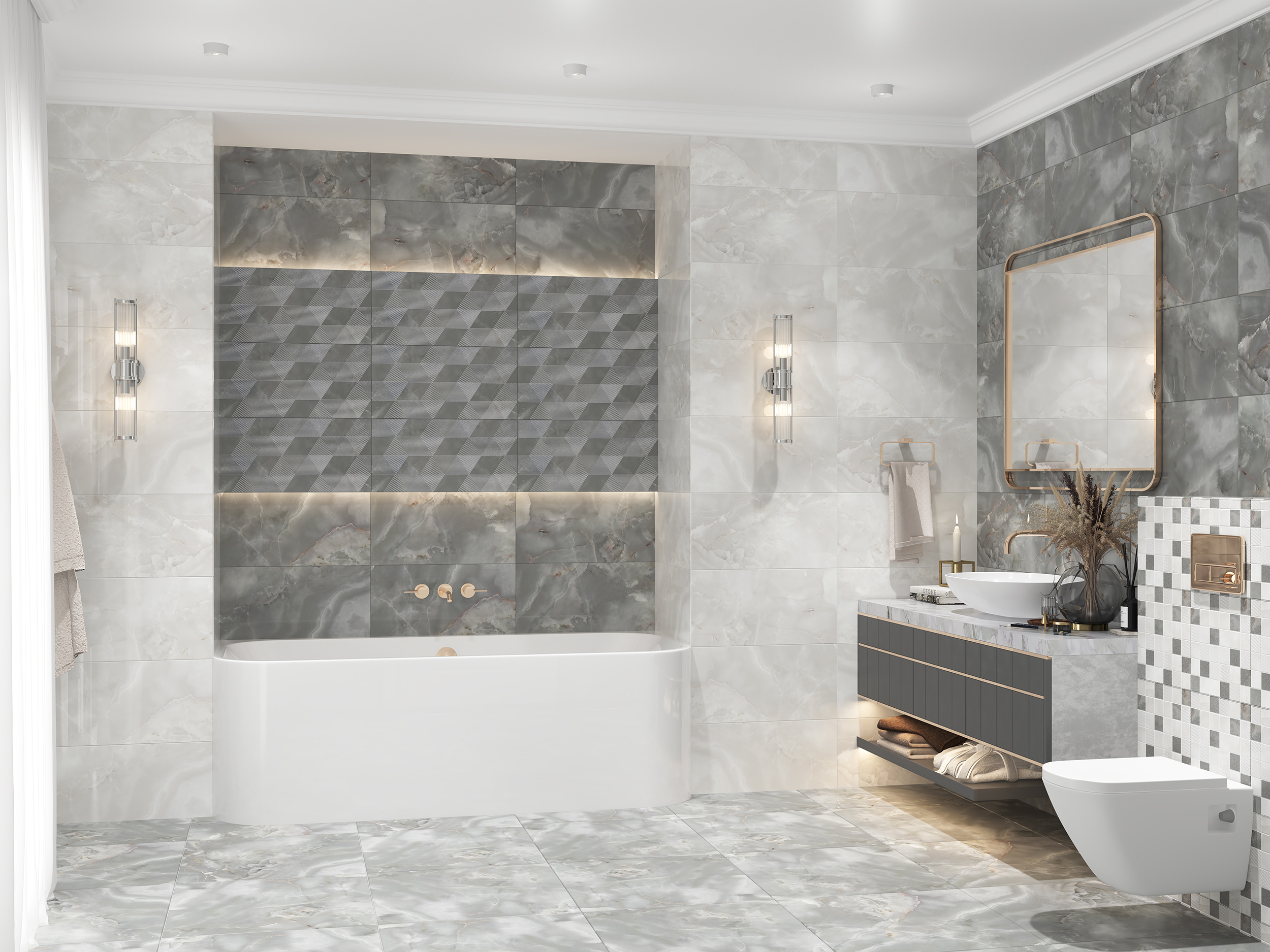 Изображение товара Керамическая настенная плитка Azori Opale 31.5x63 см бежевый эффект камень