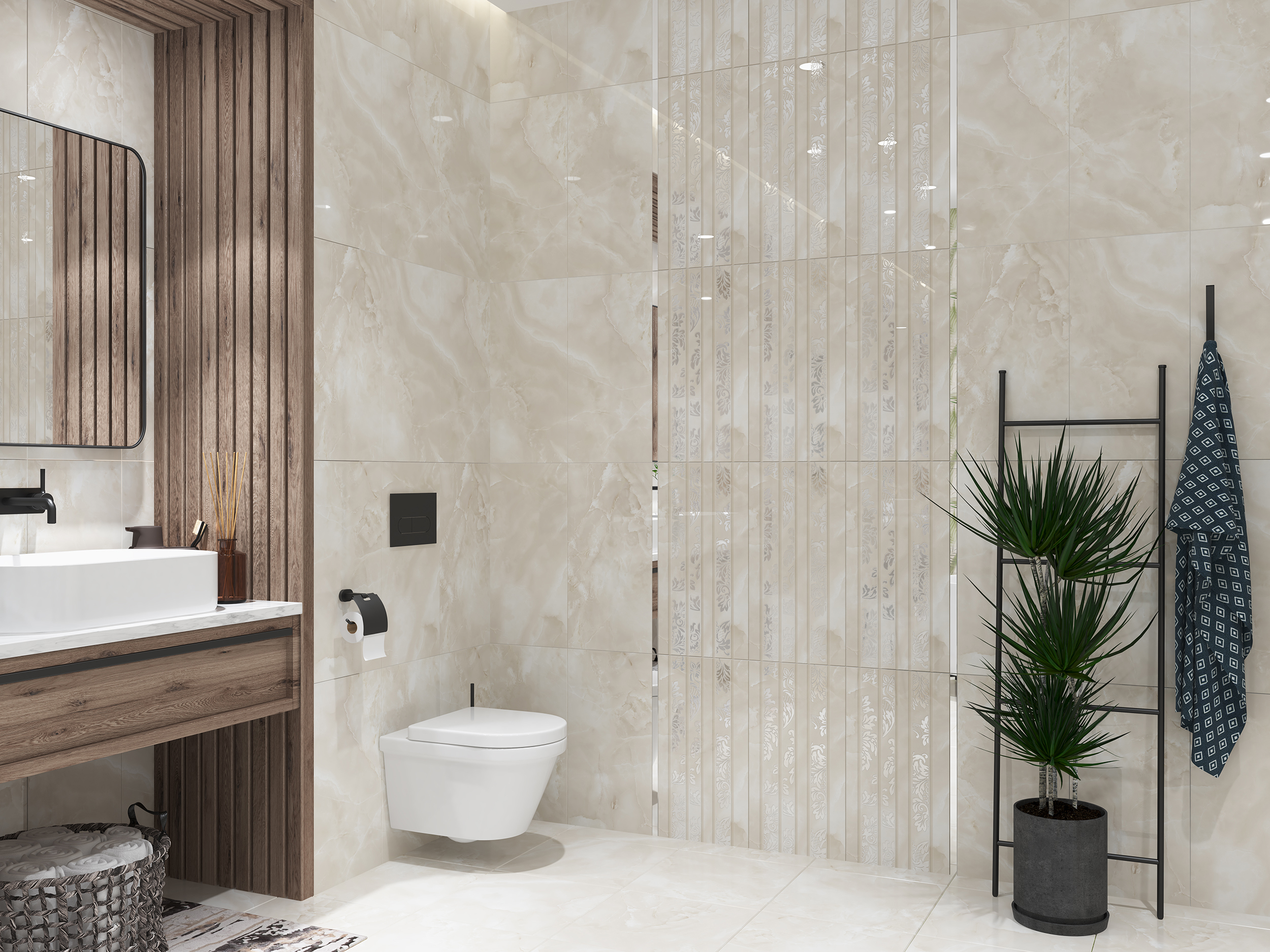 Изображение товара Керамическая плитка Azori Latila 31.5x63 см бежевый глянцевый для стен тайла