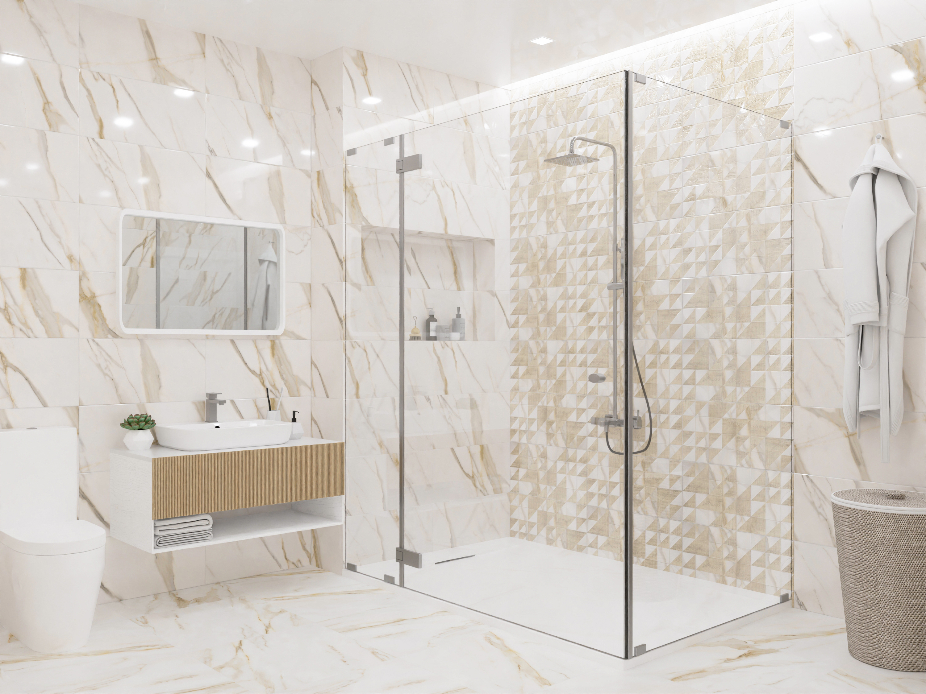 Изображение товара Керамическая настенная плитка Azori Apulia Oro 31.5x63 см бежевый для кухни и ванной