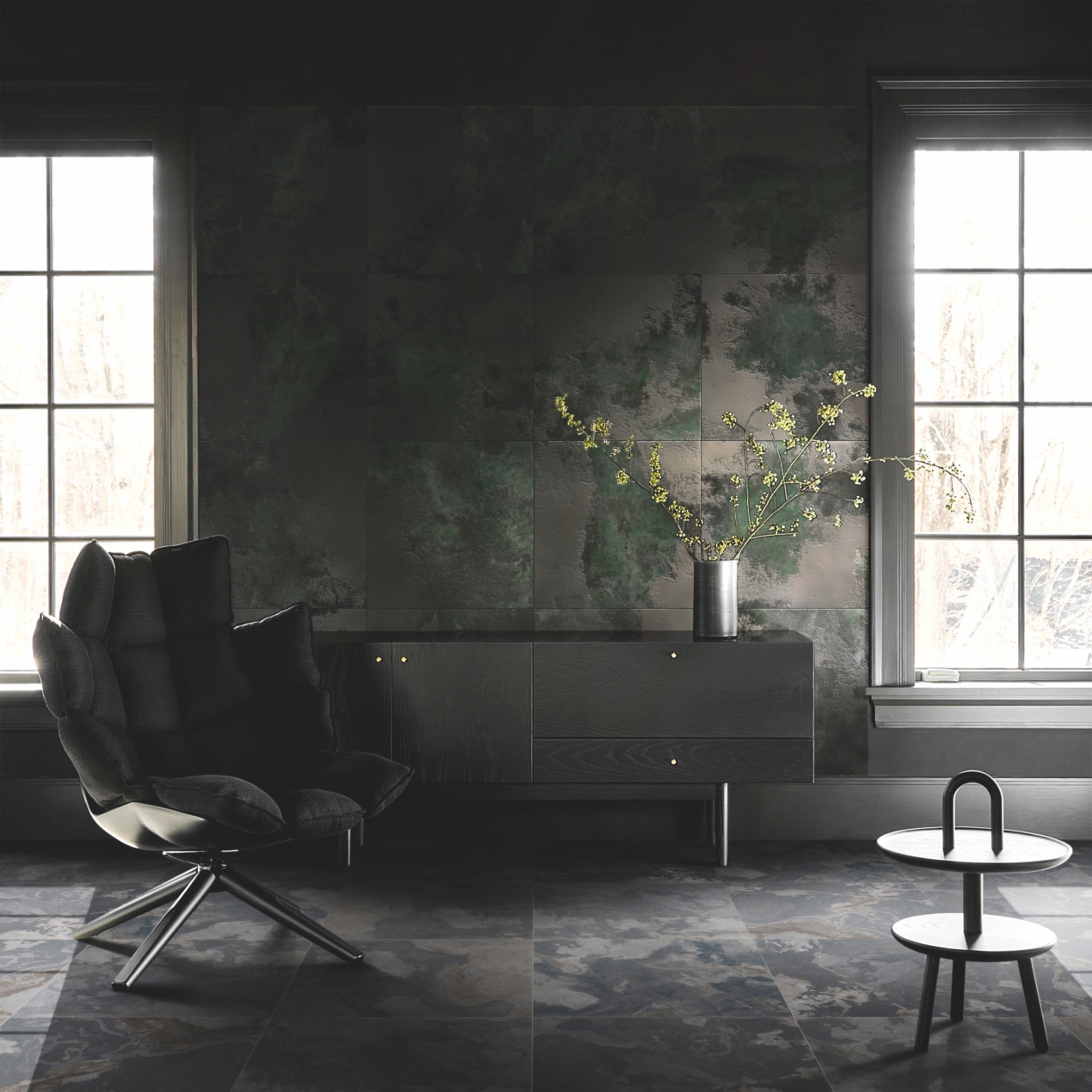 Изображение товара Керамогранит Аллой 600x600 мм серый серебристый мраморный стиль декор облицовка