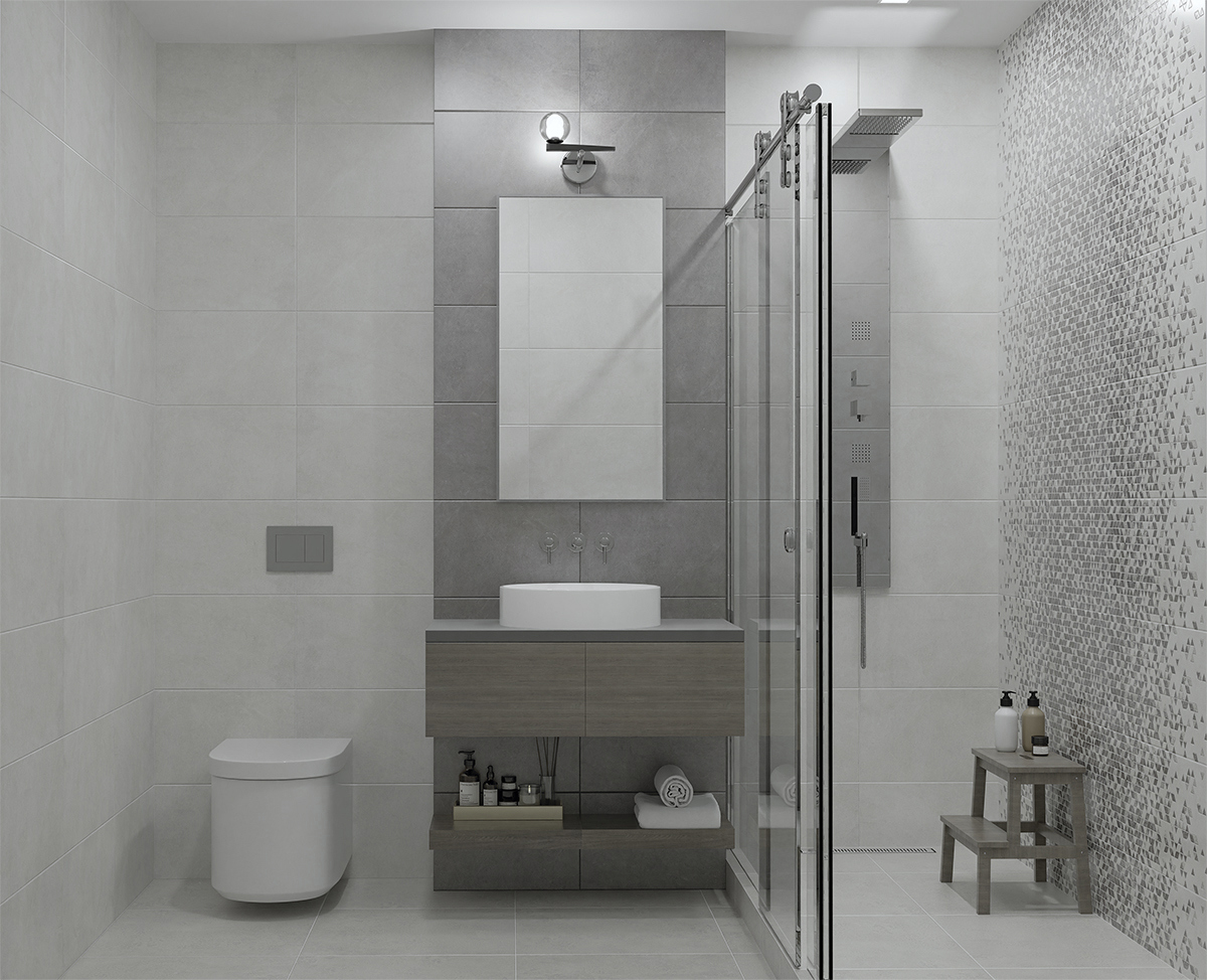 Изображение товара Керамическая настенная плитка Azori Artemest 31.5x63 см серый для стен интерьера