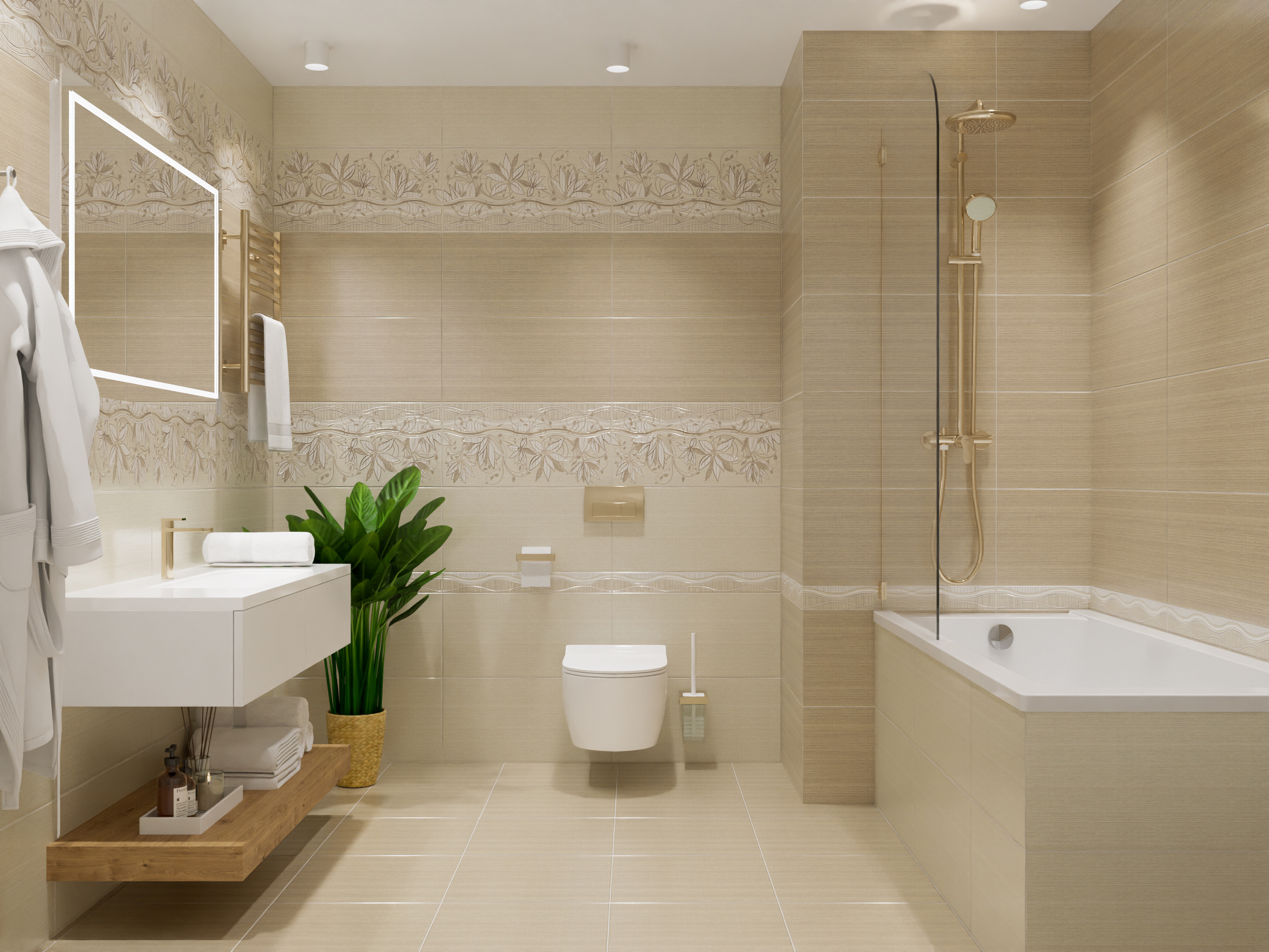 Изображение товара Плитка керамическая Azori Romanico 31.5x63 см светло-бежевый