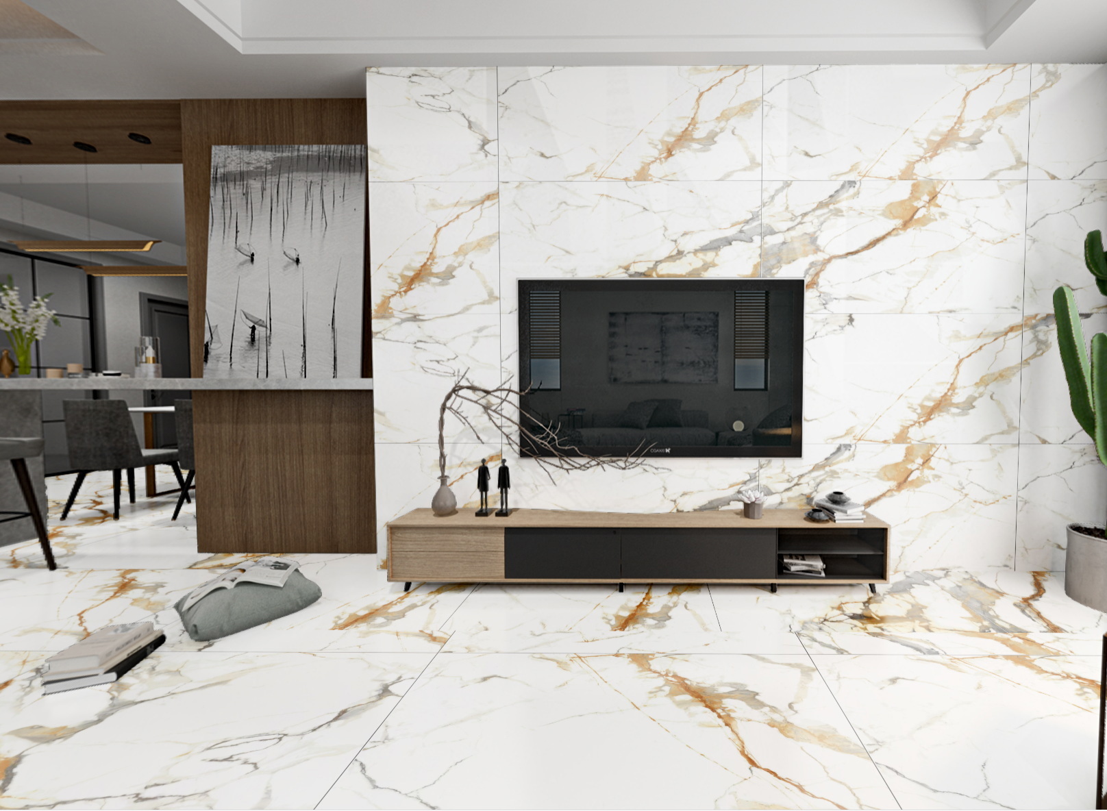 Изображение товара Керамогранит BONAPARTEGolden capri ректифицированный 60x120 1.44 кв.м, цвет бело-золотой