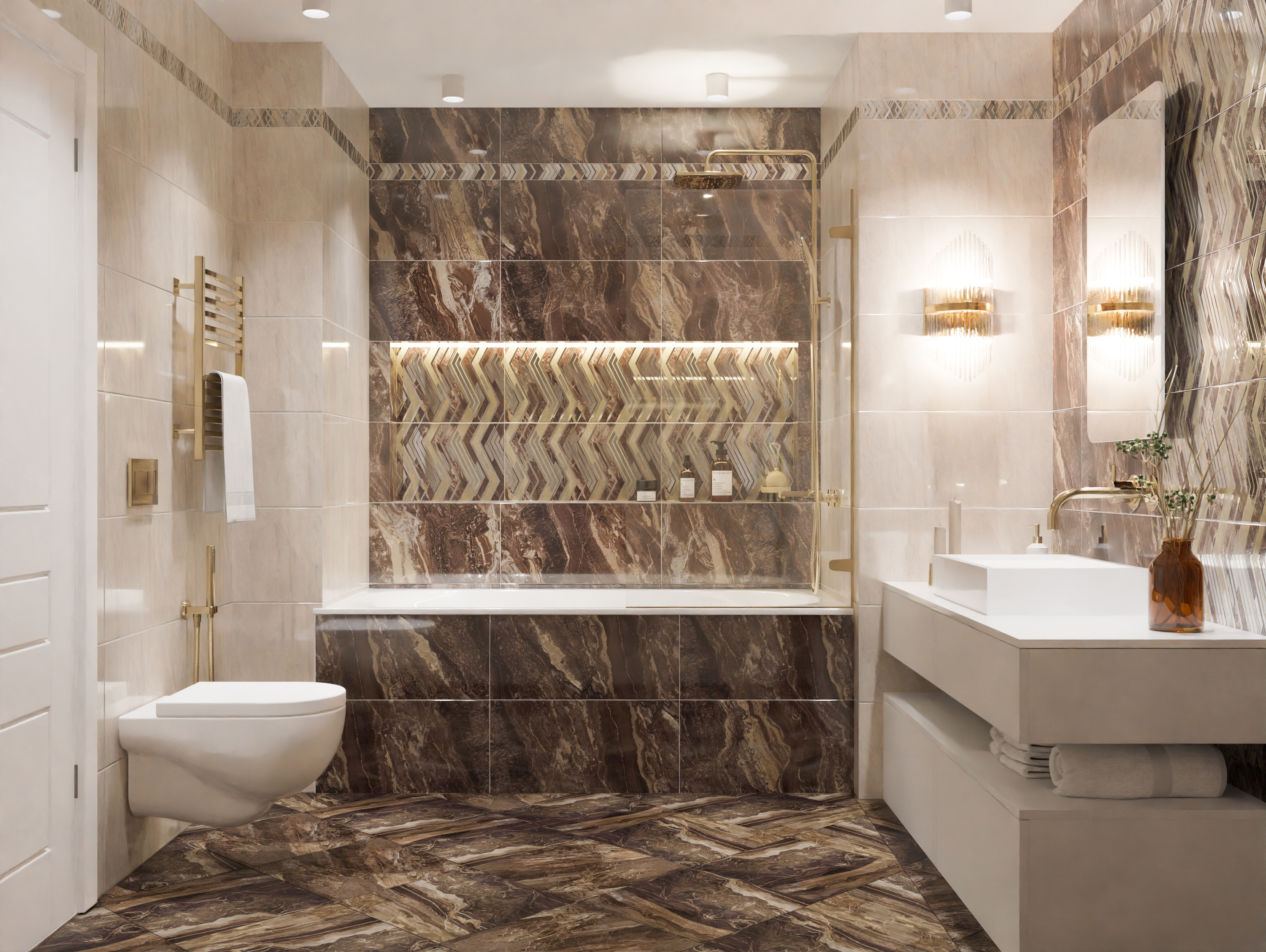 Изображение товара Плитка настенная Azori Atlas 508871101ufa, 31.50x63 см, цвет коричневый