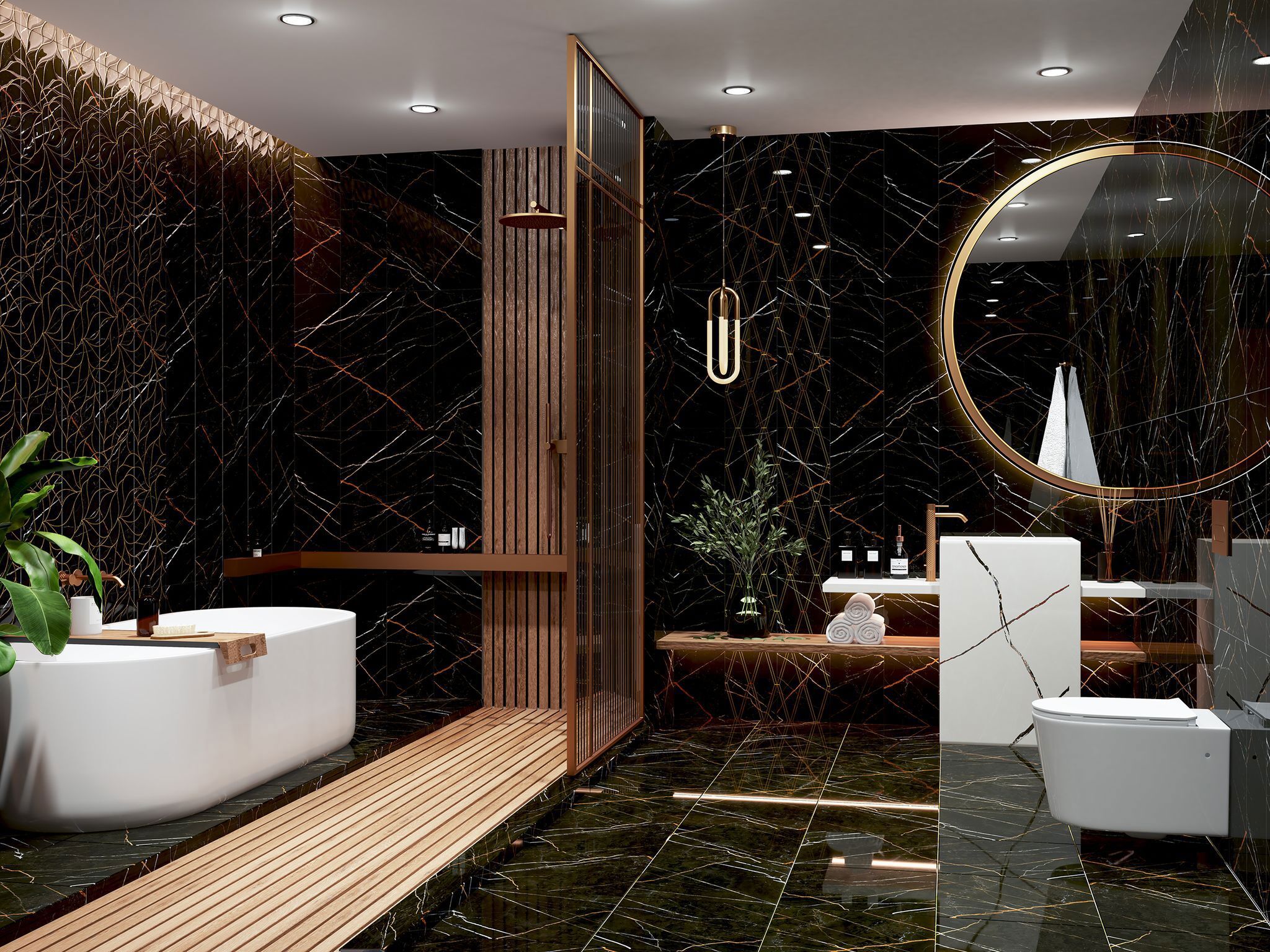 Изображение товара Напольная керамическая плитка Black & Gold 42x42 см для пола интерьера