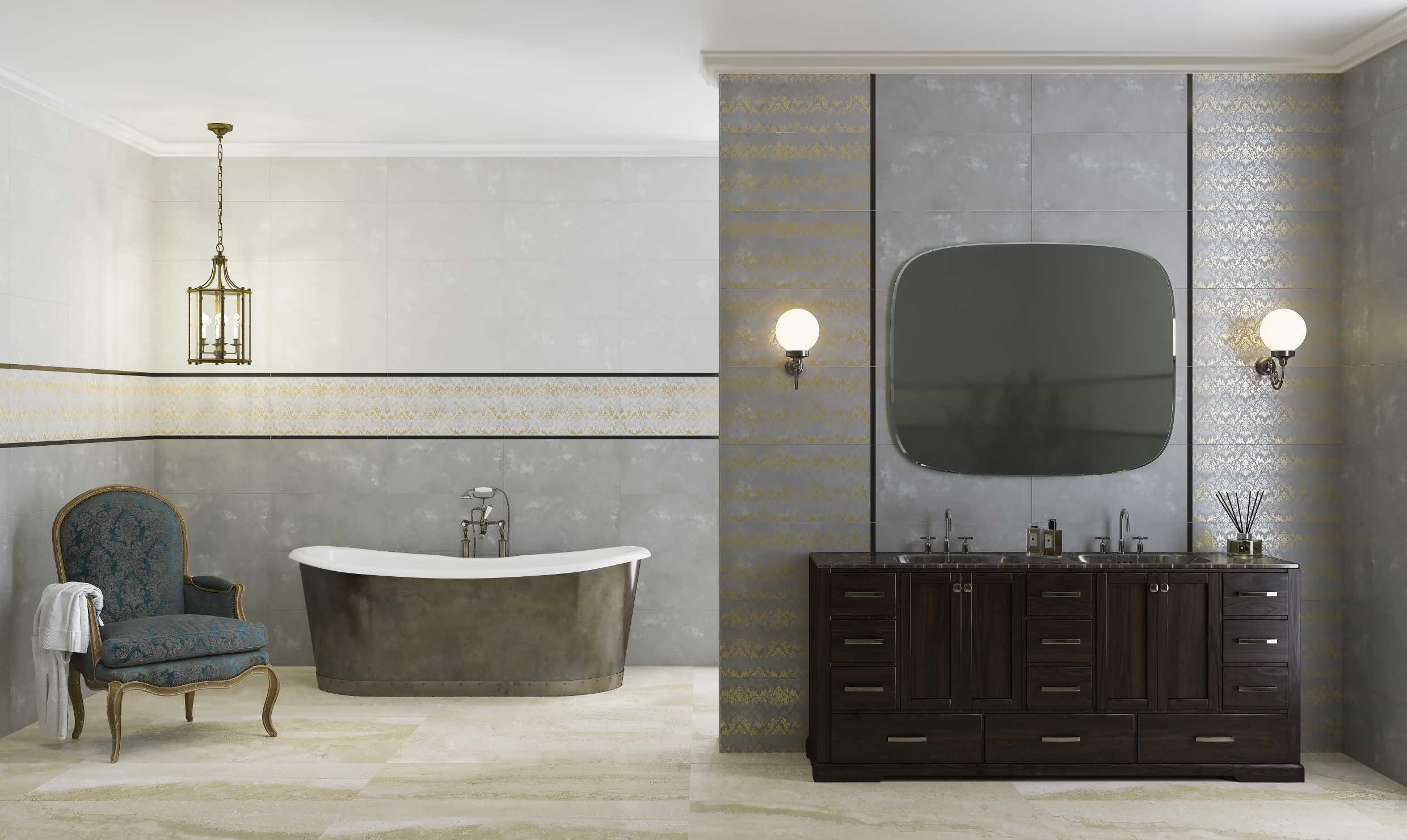 Изображение товара Настенная плитка Kerlife Luce 1200ufa 31.50x63 см темно-серая в стиле бетон