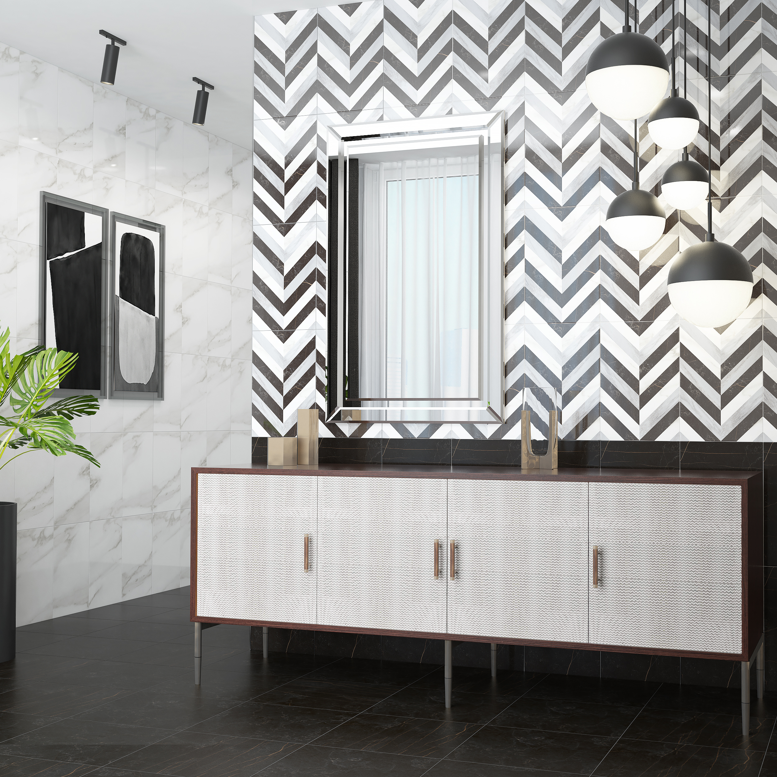 Изображение товара Напольная плитка Керамин Пантеон 40x40 см черная мраморная универсальная для интерьера