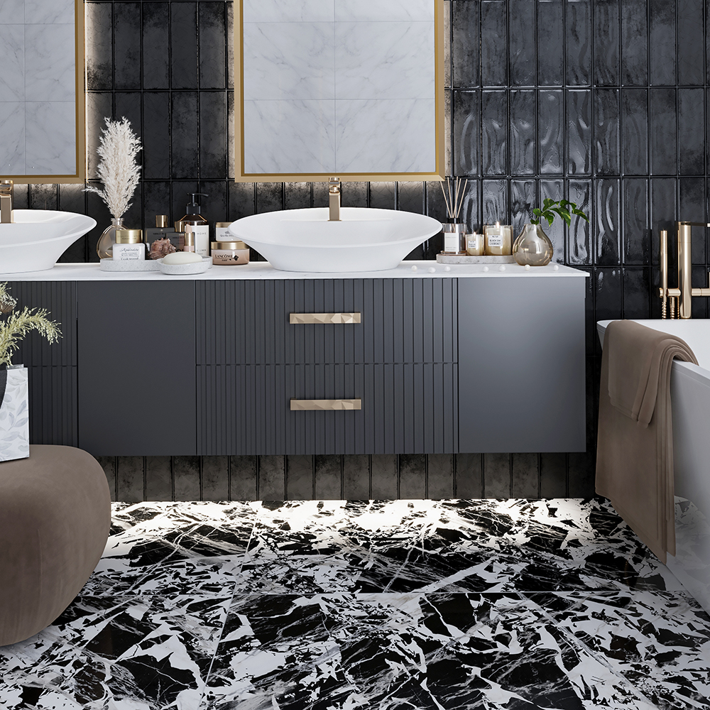 Изображение товара Плитка настенная Керамин Брайт 7.75x27.5 см черная для стен