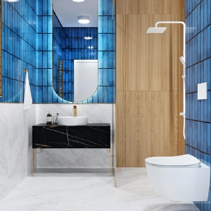 Изображение товара Плитка настенная Керамин Брайт 00-002886ufa, 7.75x27.50 см, 0.554 м2 цвет Голубой