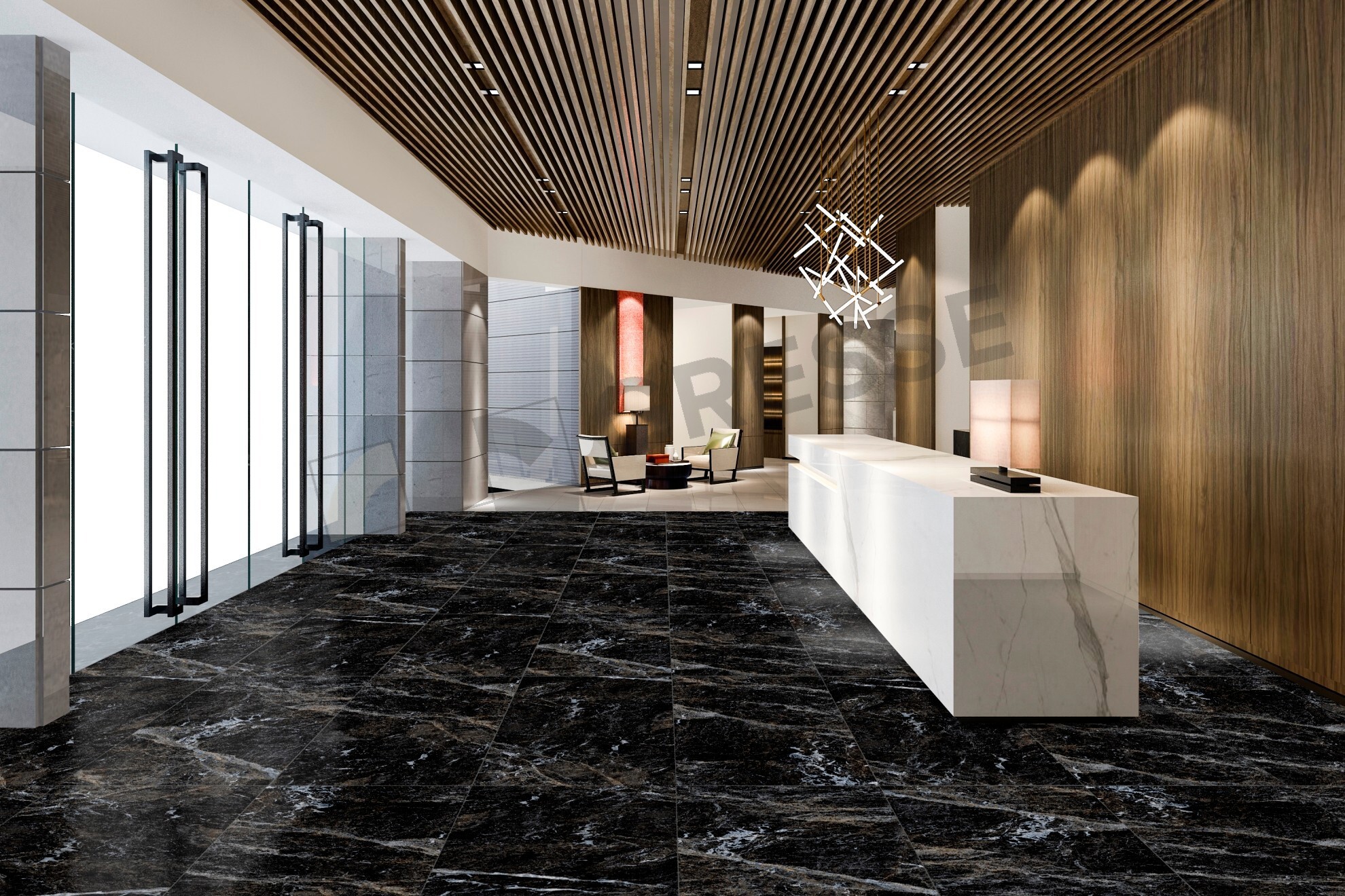 Изображение товара Керамогранит Gresse Simbel 60x60 см черный мрамор матовый R10 Россия