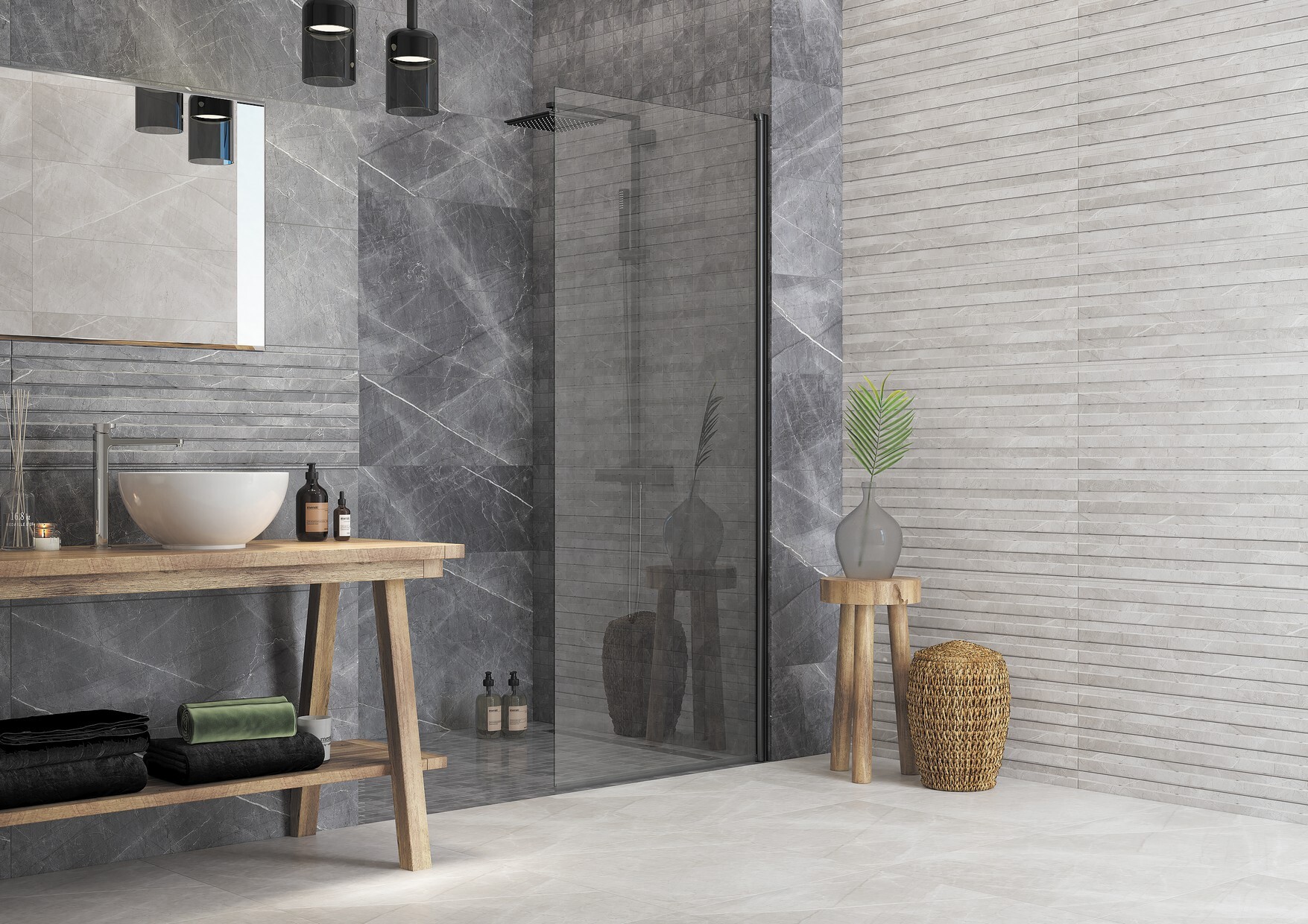 Изображение товара Настенная плитка Керамин Канон 00-002516tmn 30x90см цвет серый