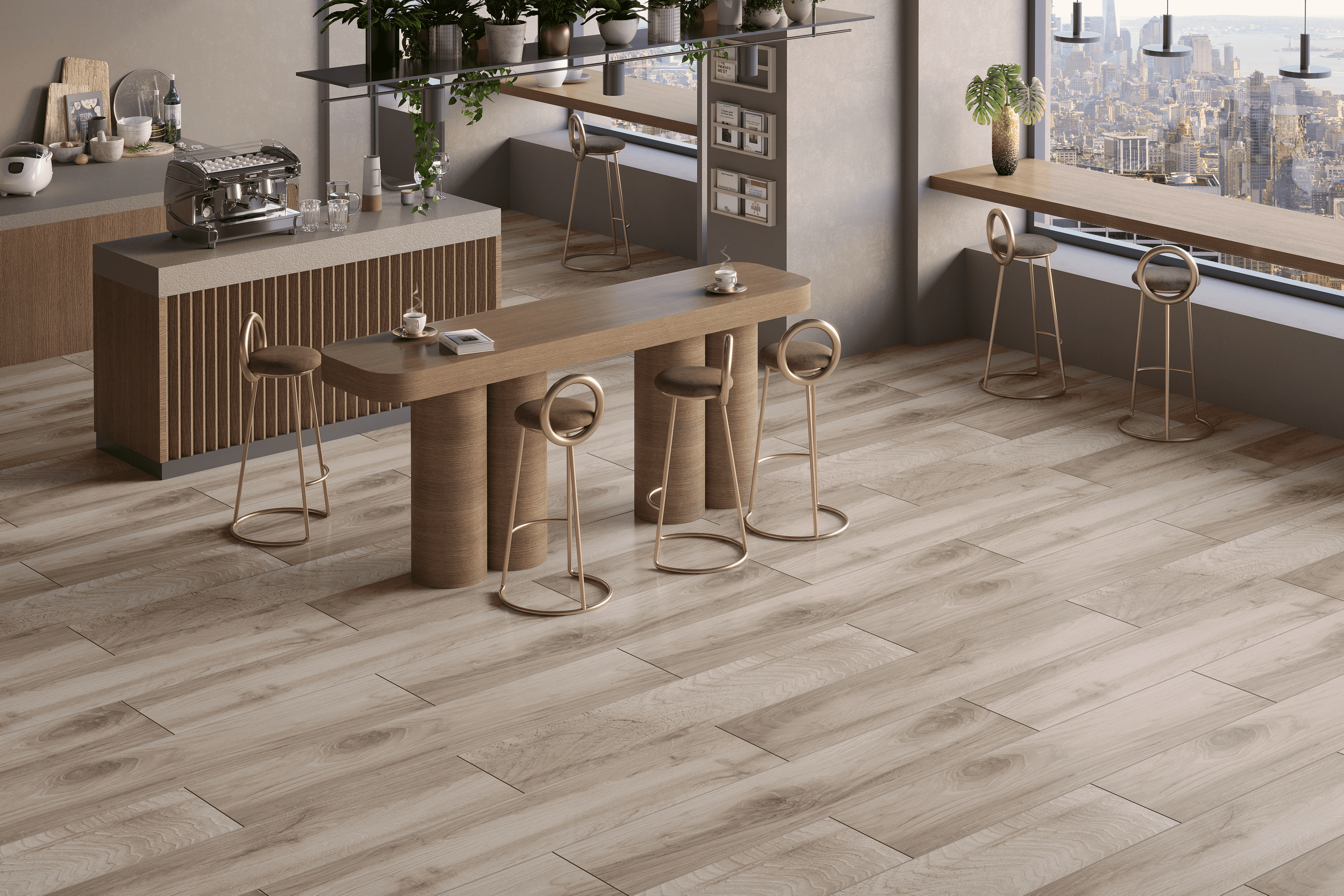 Изображение товара Керамогранит Kerald Apricot Grigio rustic matt 20x120 см под дерево коричневый