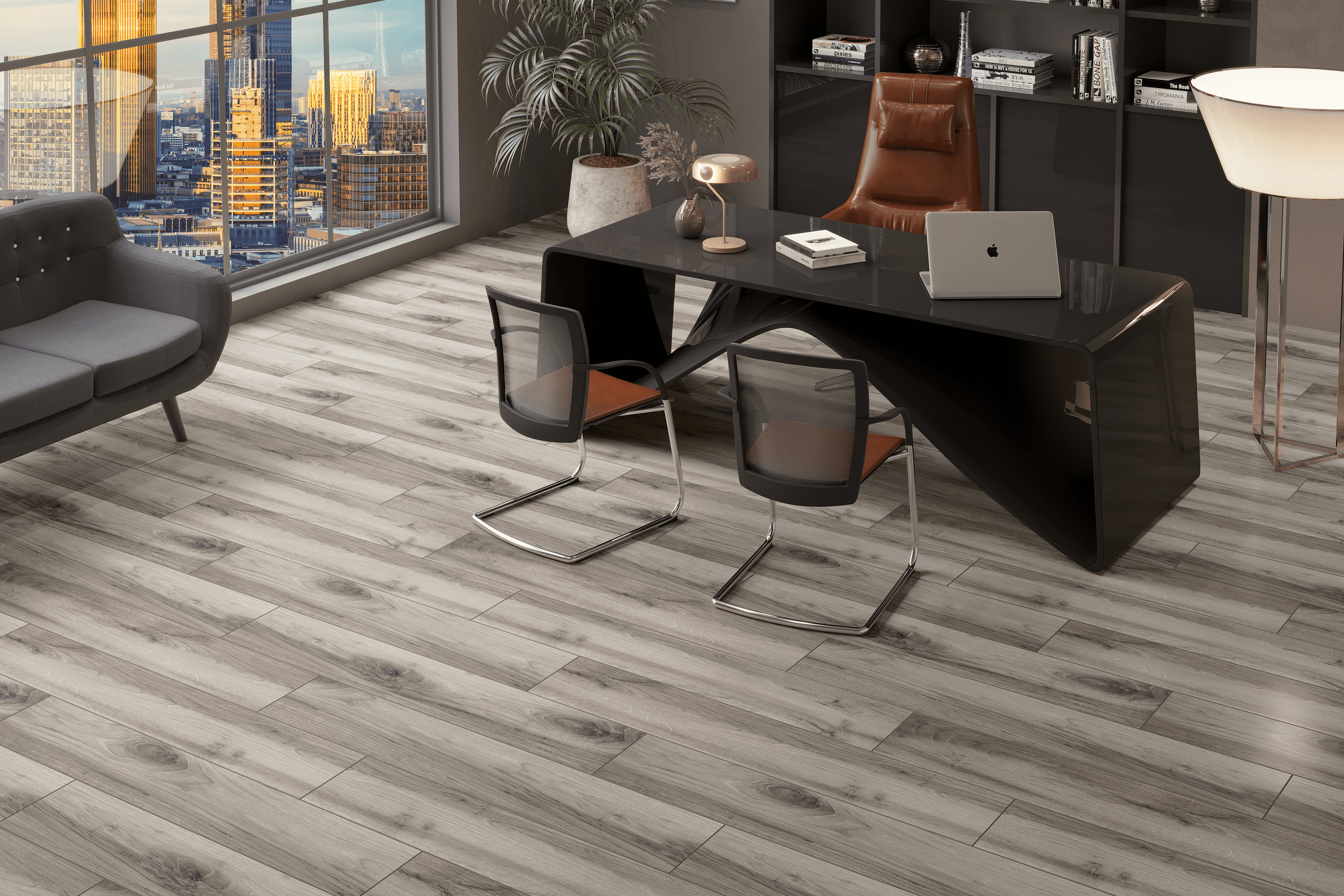 Изображение товара Керамогранит Kerald Apricot Black Rustic Matt 20x120 см под дерево серый