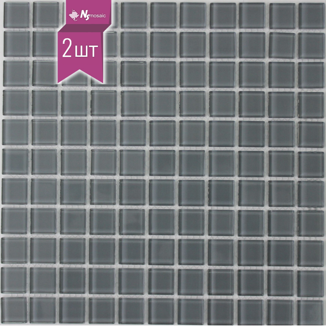Изображение товара Декоративная мозаика стеклянная серо-серебристая 30x30 см NSMOSAIC S-470