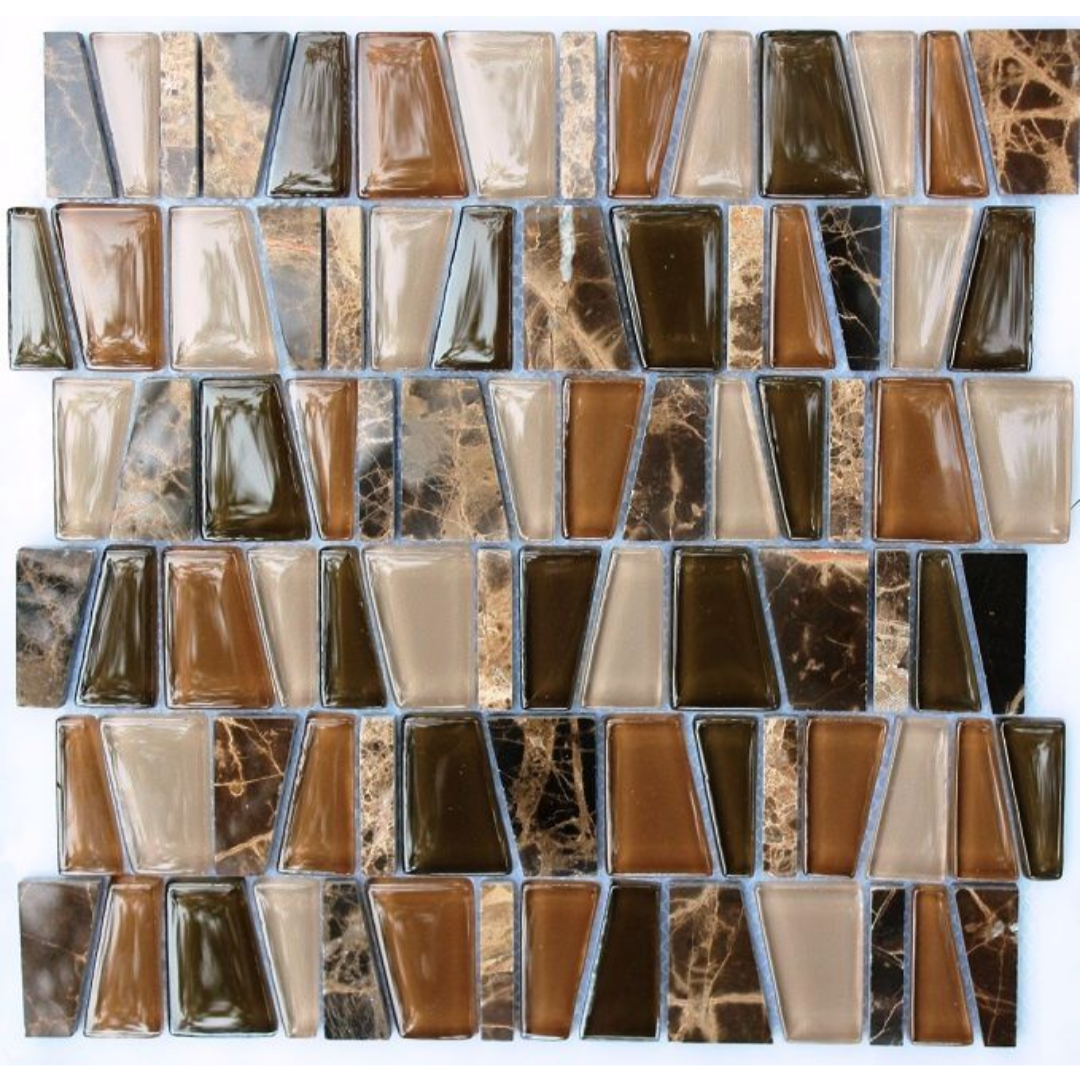 Изображение товара Декоративная мозаика из стекла и мрамора 30.5x30.5 см коричневый NSMOSAIC