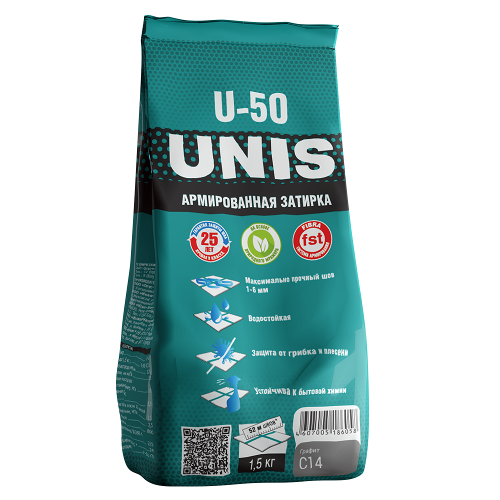 Изображение товара Затирка цементная Unis 1.5кг графит