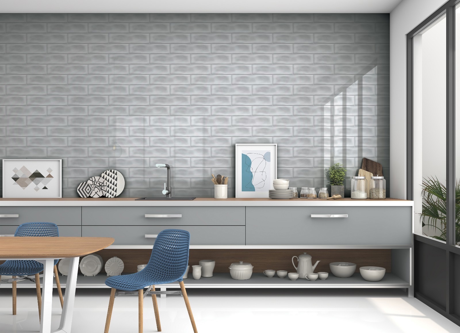 Изображение товара Плитка настенная Kerald Ossido Light Grey Glossy 7.5x30 7.5x30см цвет серый