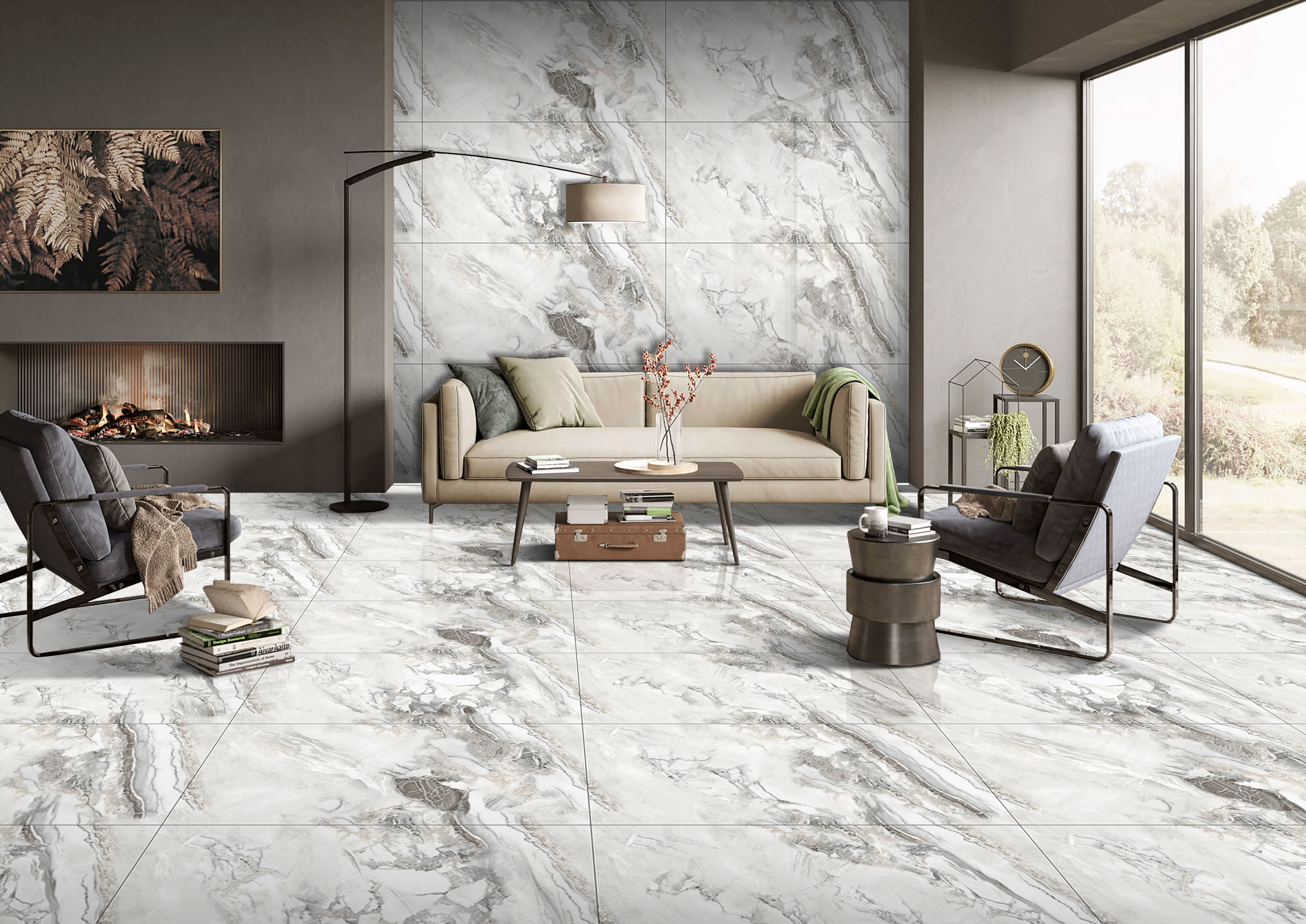 Изображение товара Керамогранит Kerald Attache Lavish Glossy 60x120 см серый мраморный эффект
