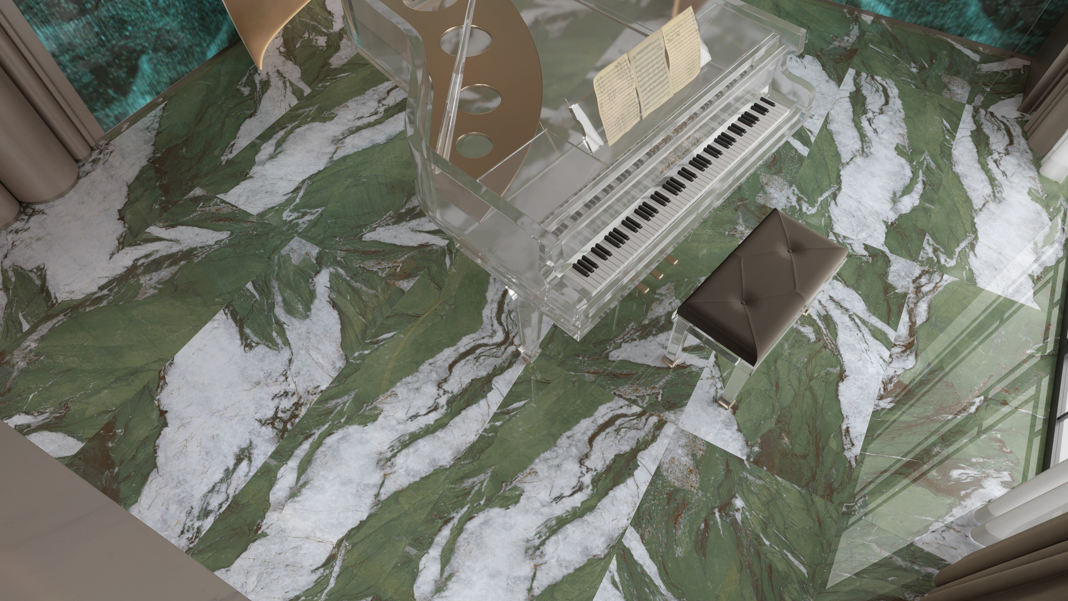 Изображение товара Керамогранит Basconi home Jungle stone BHW-0046 60x120см цвет зеленый/серый/белый/золото