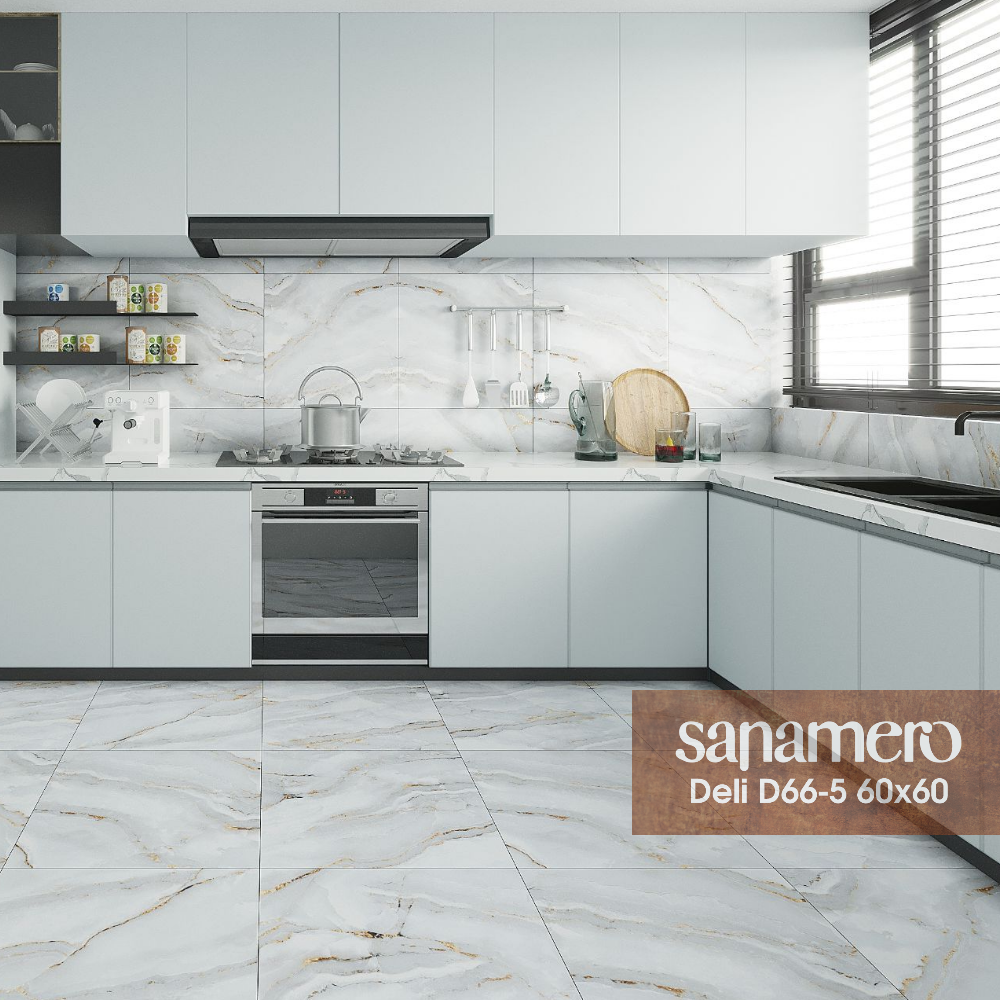 Изображение товара Керамогранит Sanamero Deli 60x60 см светло-серый, полированный, для стен и пола