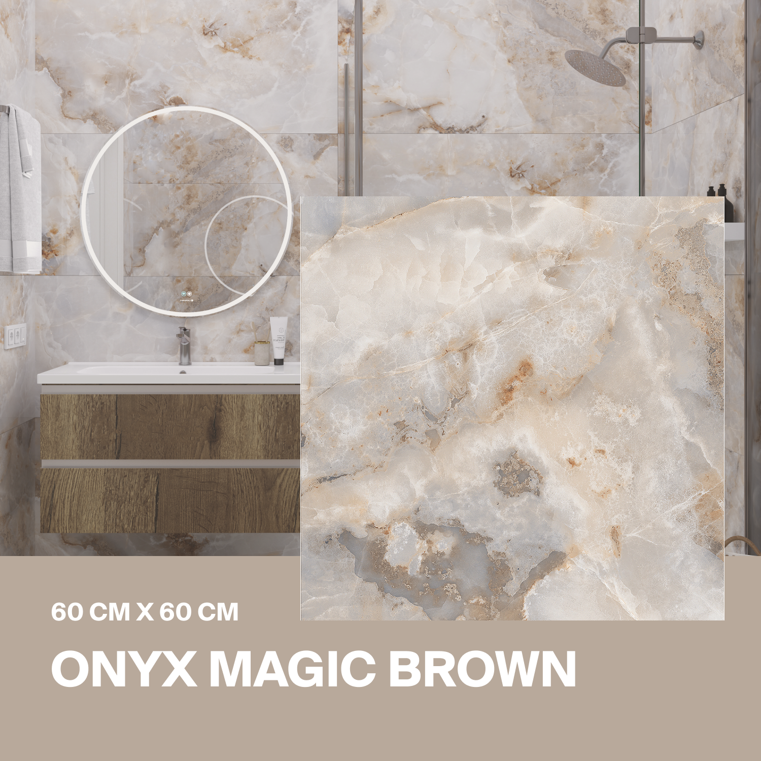 Изображение товара Керамогранит Ceradim Onyx х9999304568 60x60см цвет коричневый Изображение товара Керамогранит Ceradim Onyx х9999304568 60x60см цвет коричневый
