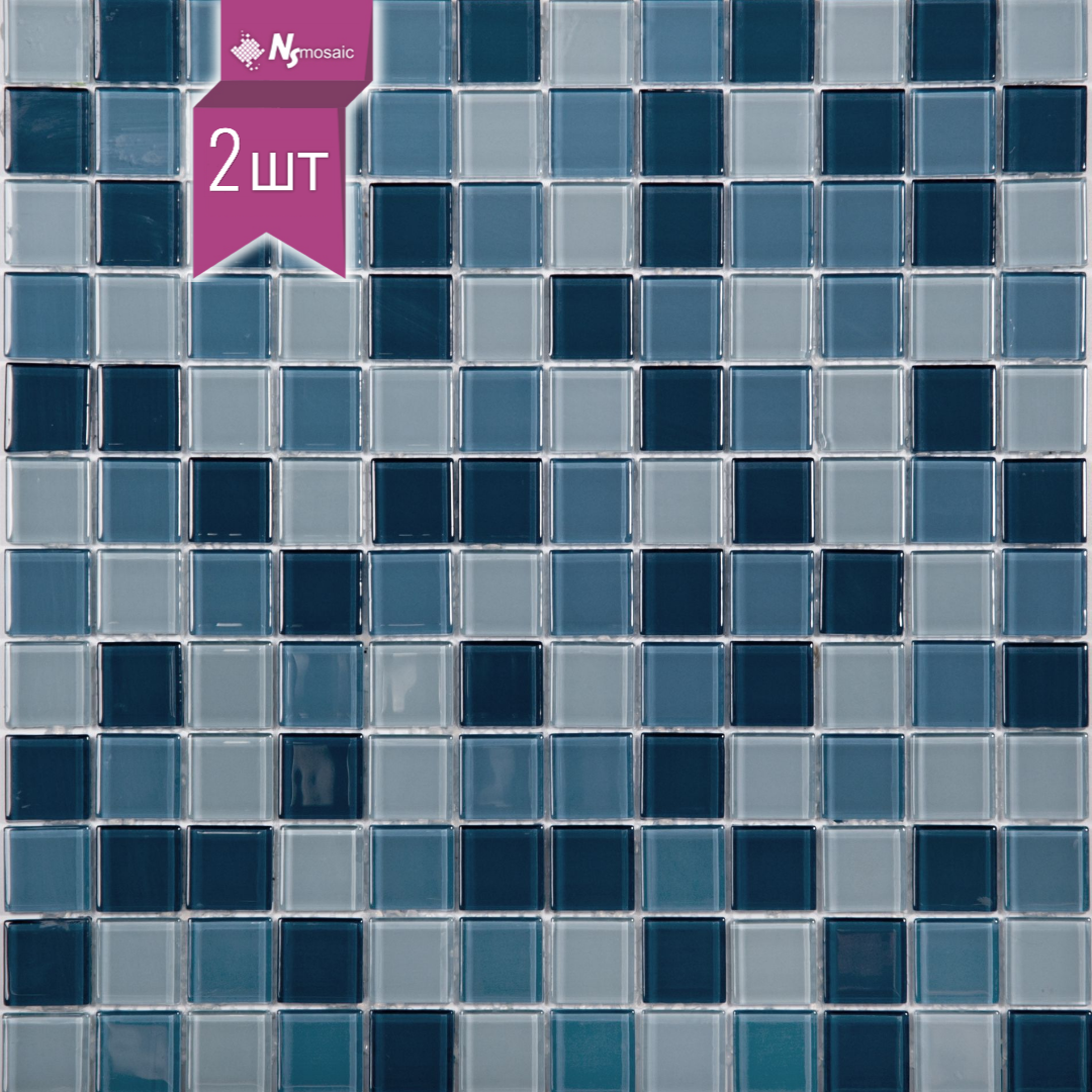 Изображение товара Декоративная стеклянная мозаика 30х30 см синий оттенок для внутренней наружной отделки