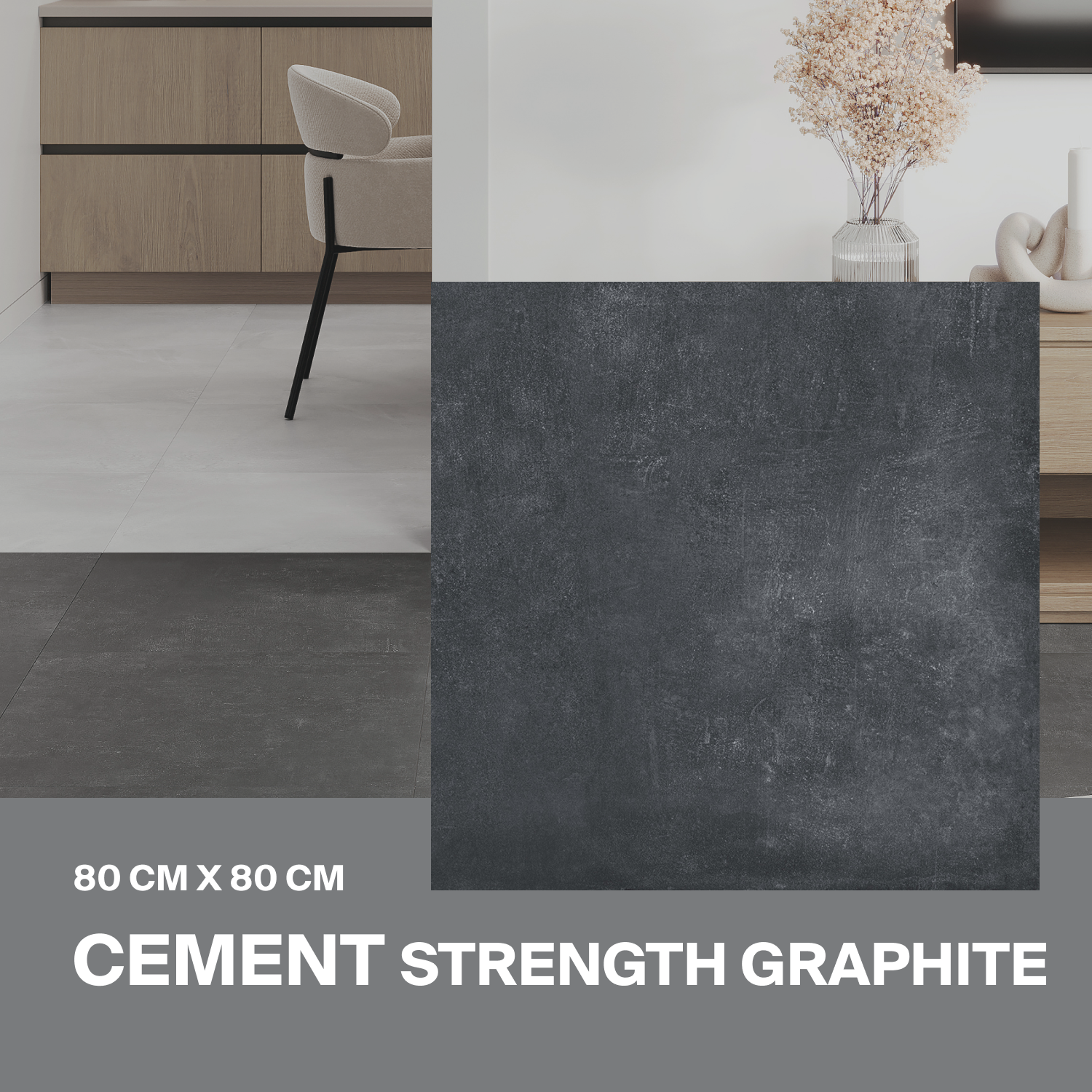 Изображение товара Керамогранит Ceradim Cement 80x80 см серый матовый для пола и стен