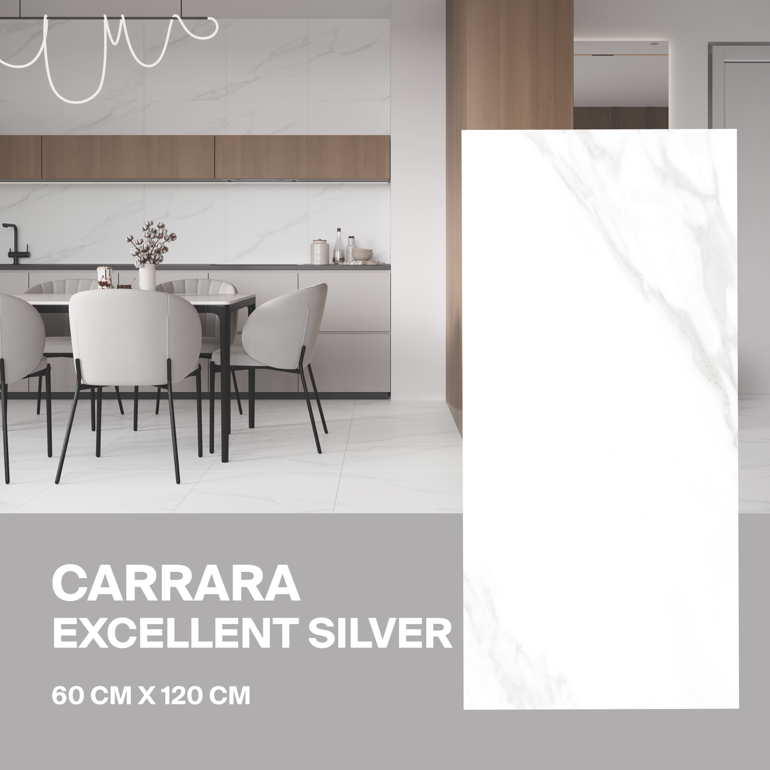 Изображение товара Керамогранит Ceradim Carrara Excellent Silver 60x120 см белый