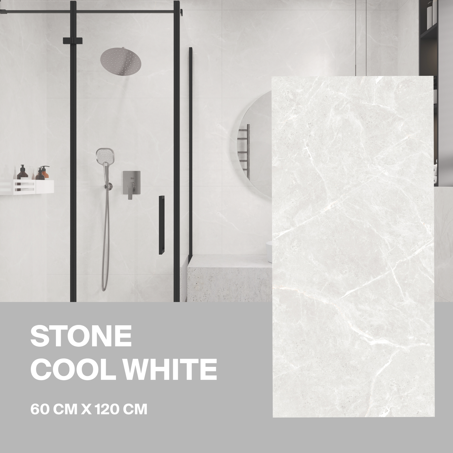 Изображение товара Керамогранит Ceradim Stone 60x120 см белый для пола и стен, мраморный эффект