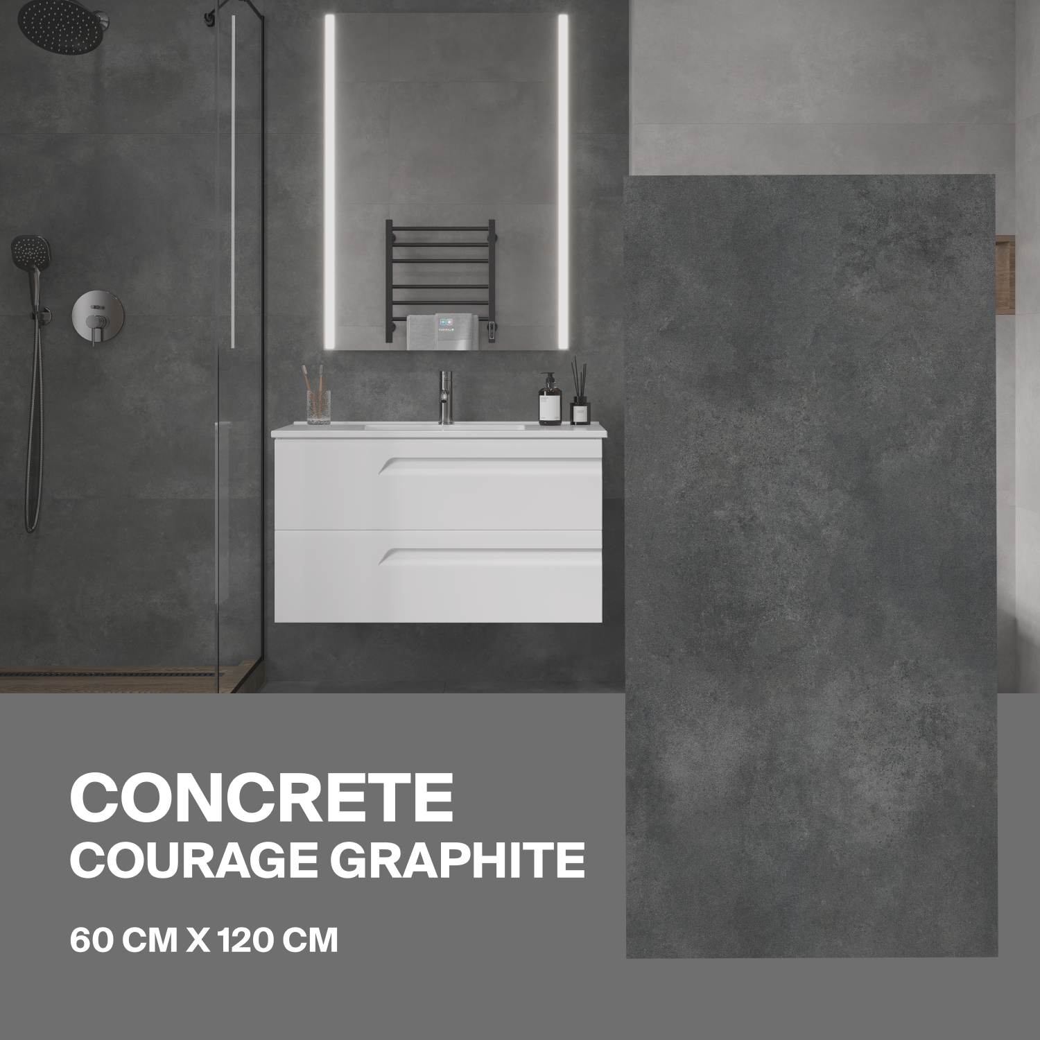Изображение товара Керамогранит Ceradim Concrete 60x120 см серый матовый нескользящий Индия