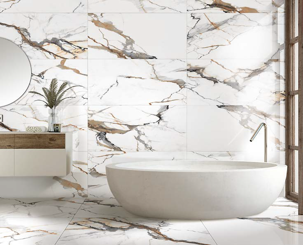 Изображение товара Керамогранит КЕРАМОПРО Viera 60x120 см белый мраморный глянцевый