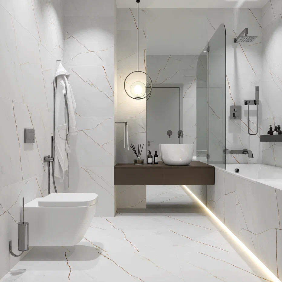 Изображение товара Керамогранит IDALGO Граните Сиена 60x120 см белый с золотистыми прожилками