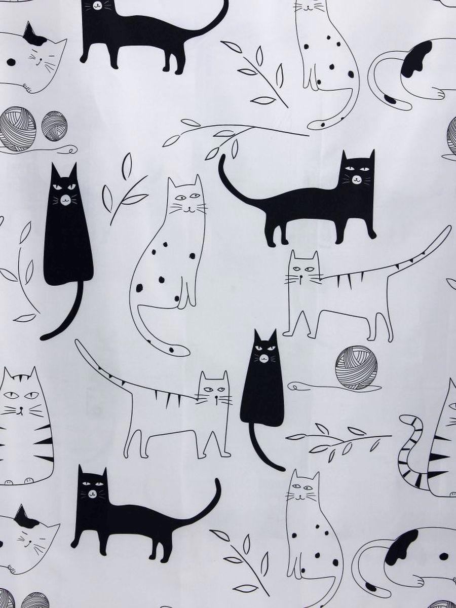 Изображение товара Шторка для ванной комнаты Bath Plus Little black cat CH-12256, 180x180 см