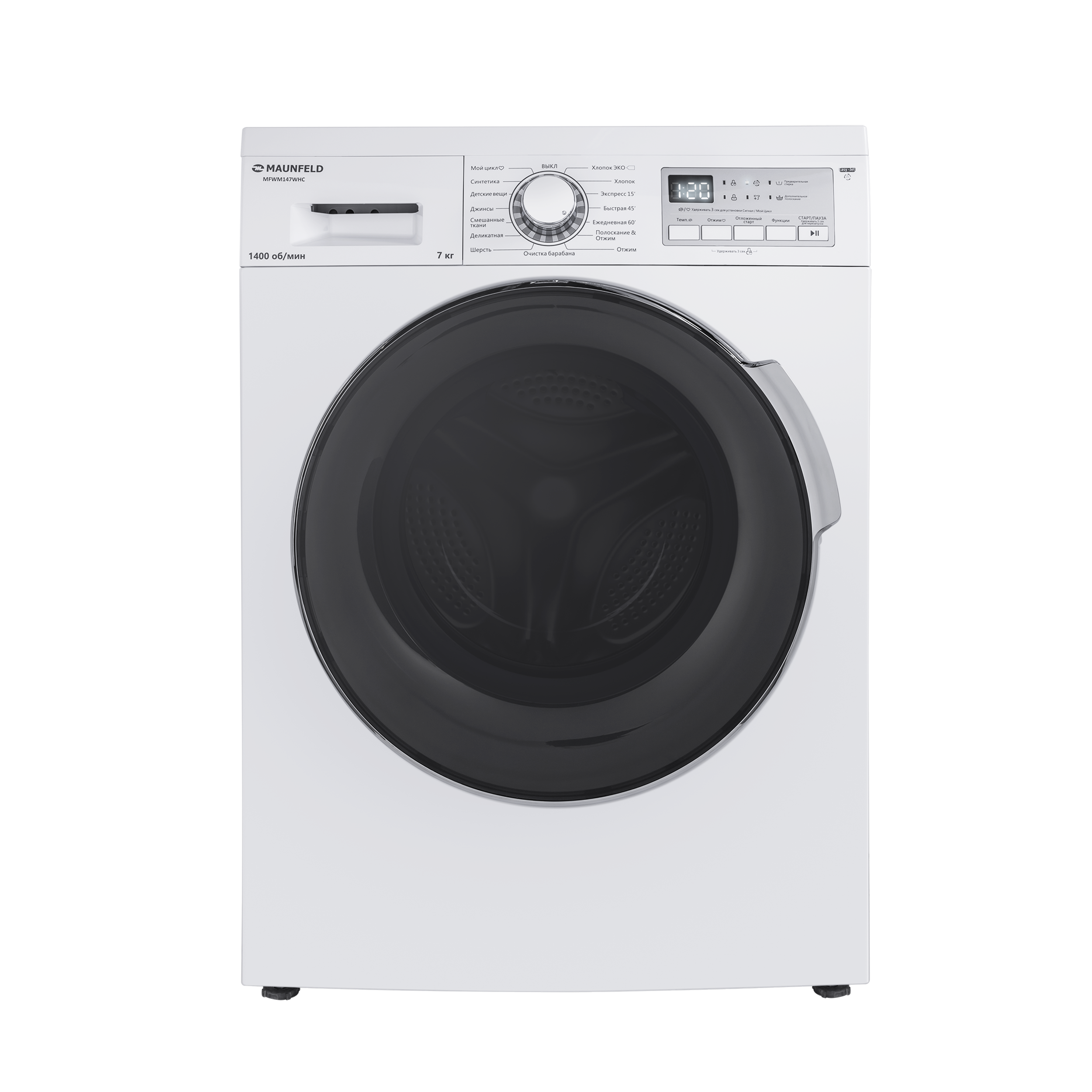 Изображение товара Стиральная машина Maunfeld MFWM147WHC фронтальная 7 кг A+++ белая