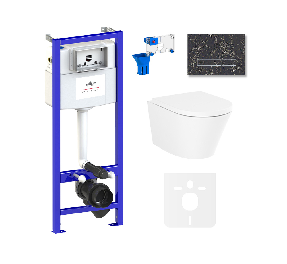 Изображение товара Комплект инсталляции с унитазом Lavinia Boho Biore Rimless с клавишей кварц и диспенсером