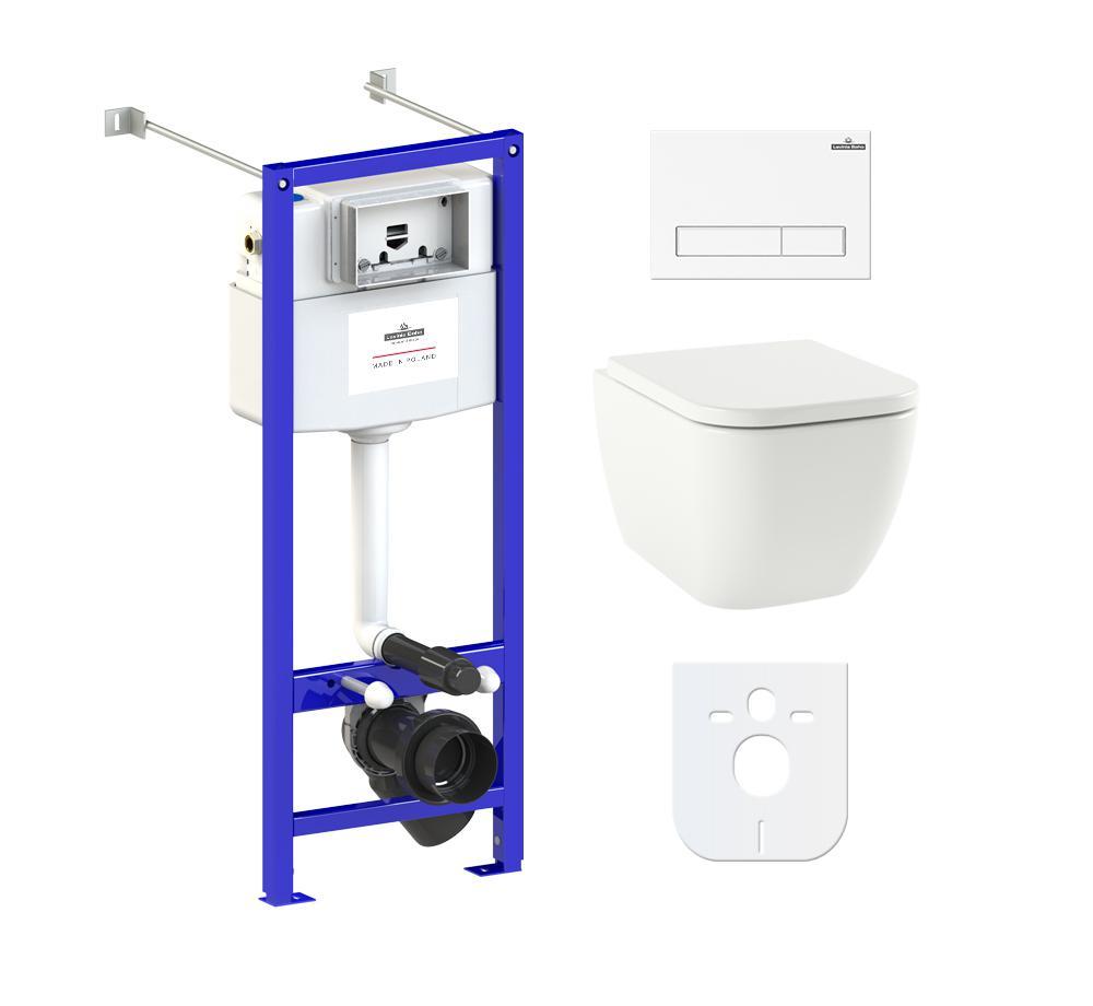 Изображение товара Комплект инсталляции 7 в 1 Lavinia Boho One Rimless 77050157, безободковый унитаз, сиденье инсталляция, клавиша смыва, шумоизоляция