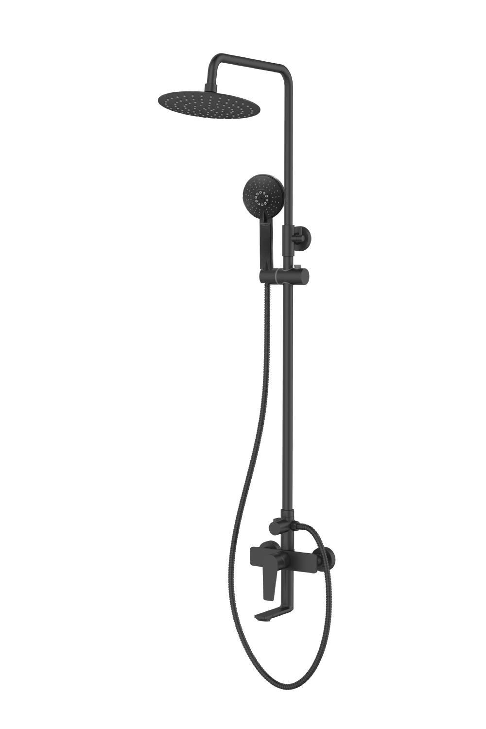 Изображение товара Душевая система Agger Brilliant A0393344 черный с поворотным изливом и 5 режимами