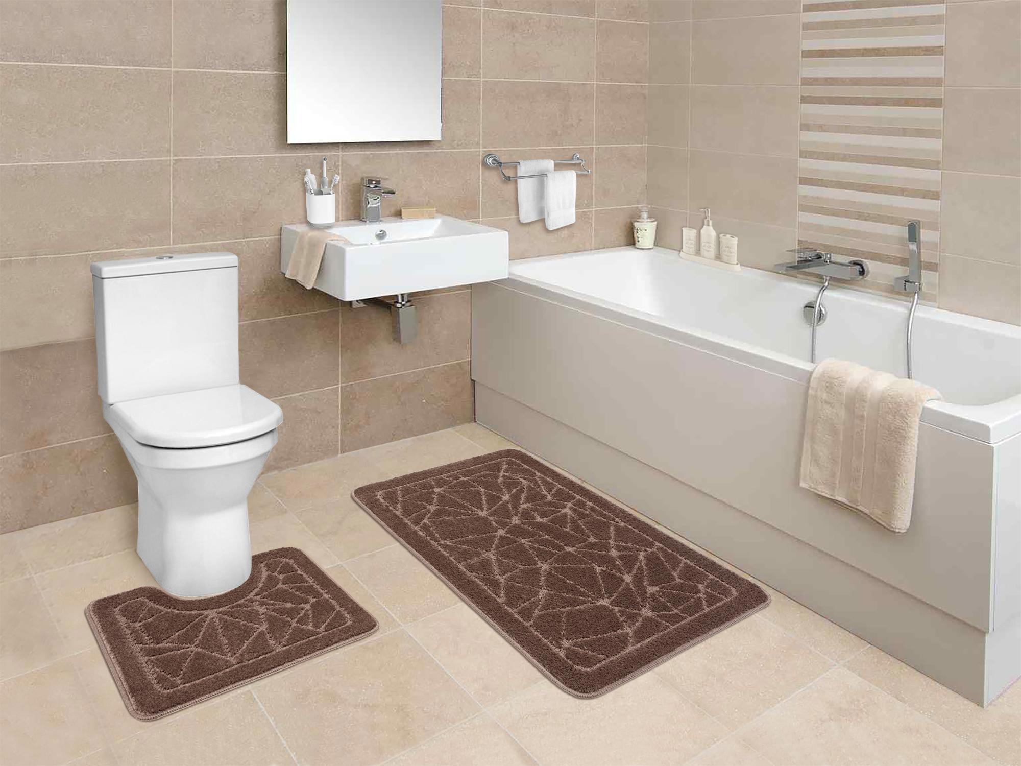 Изображение товара Набор ковриков Shahintex РР 810390 60x100+60x50 см цвет мокко