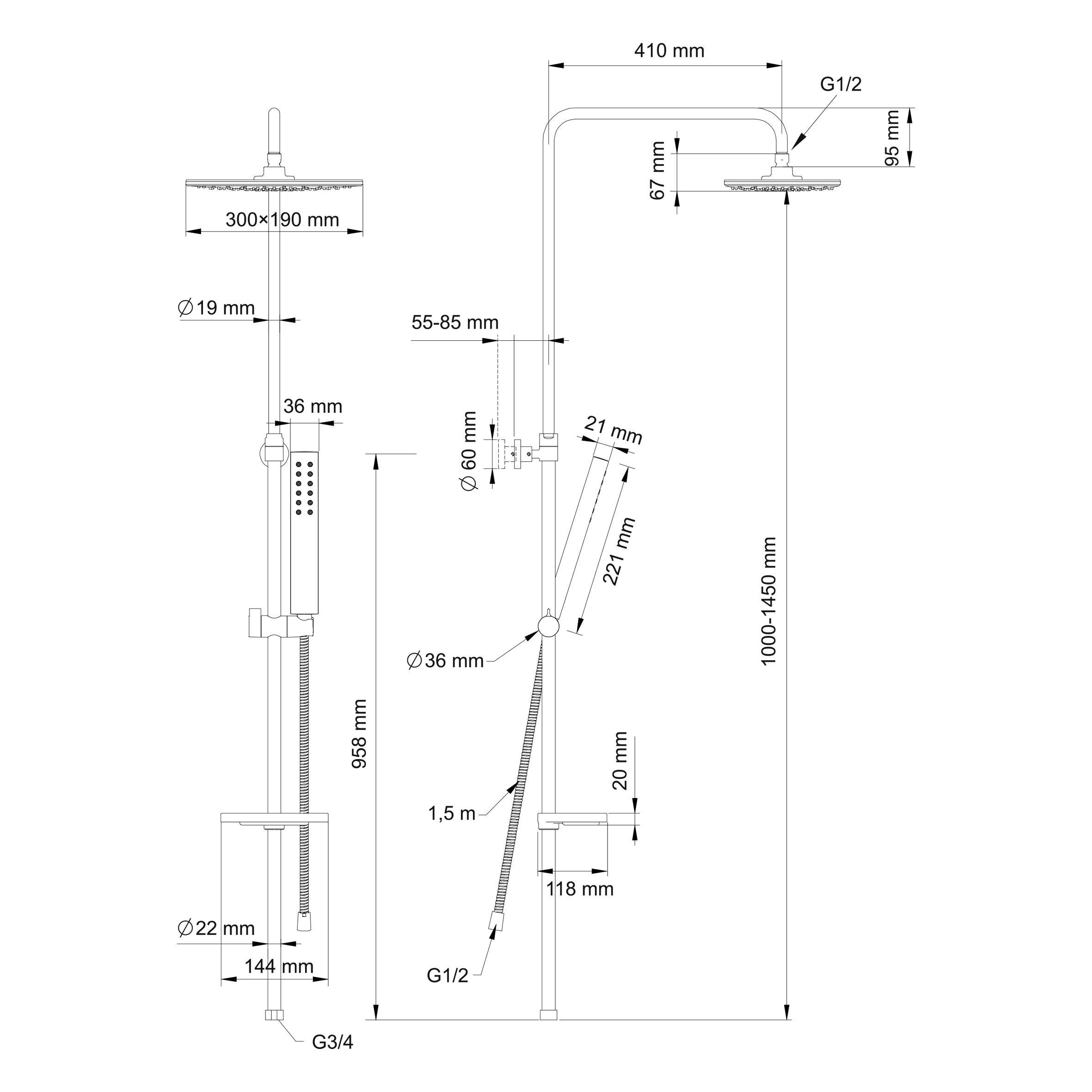 Изображение товара Душевая стойка Swedbe Calypso 5070 с регулировкой и шведским качеством
