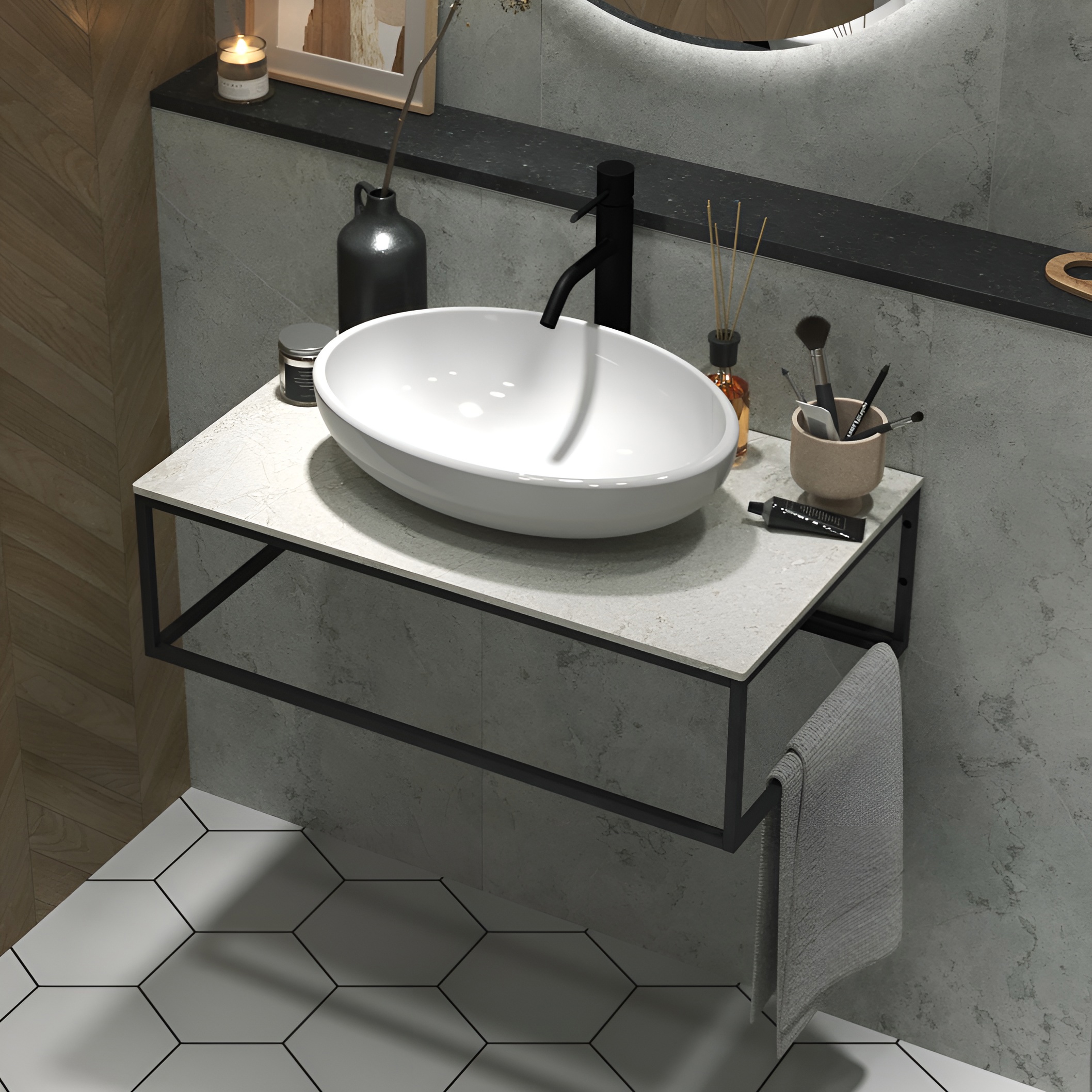 Столешница из керамогранита 1Marka Loft 80, Светло-серый МА01 Nat ️ ...