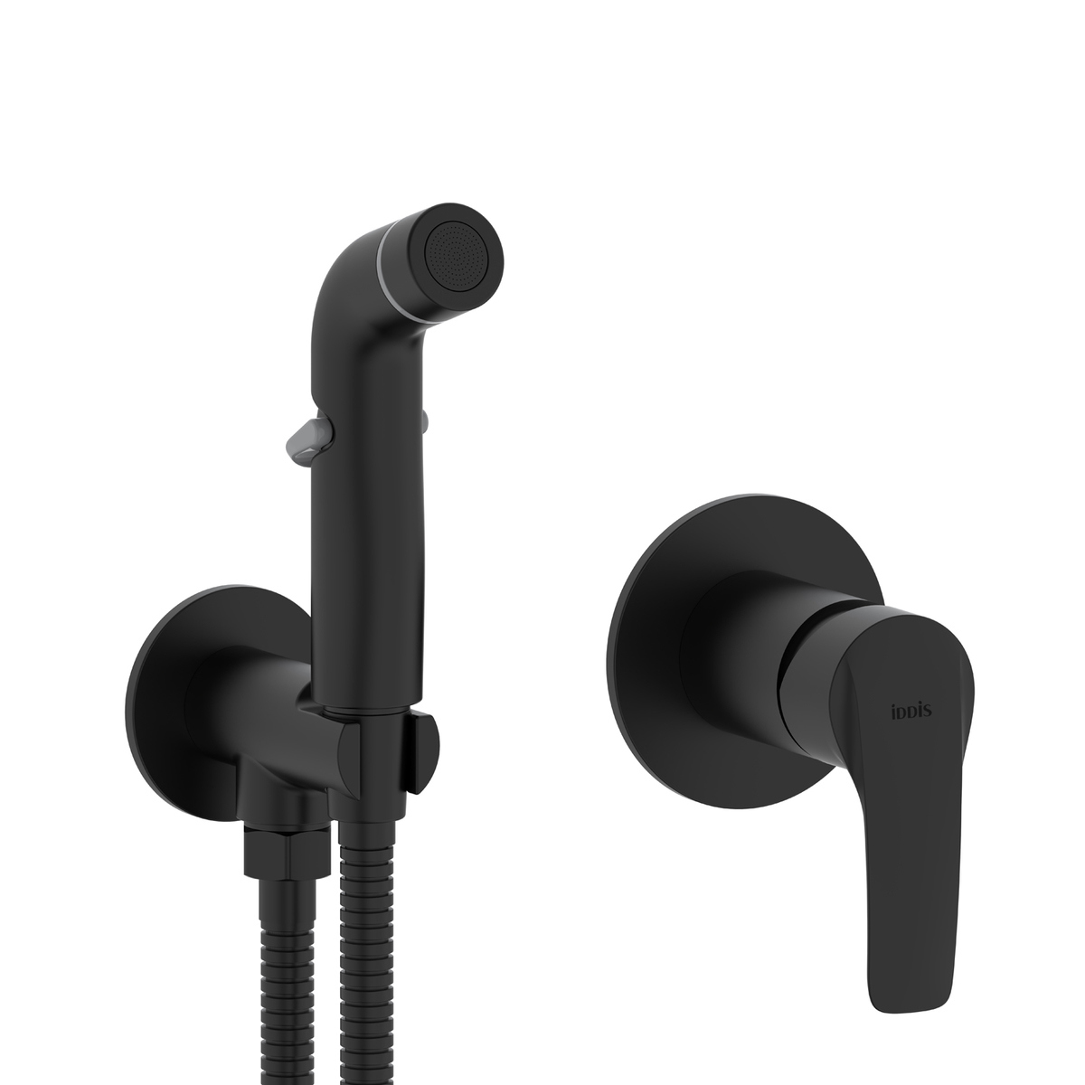 Изображение товара Встраиваемый смеситель с гигиеническим душем Iddis RAYBLR2i08 черный матовый