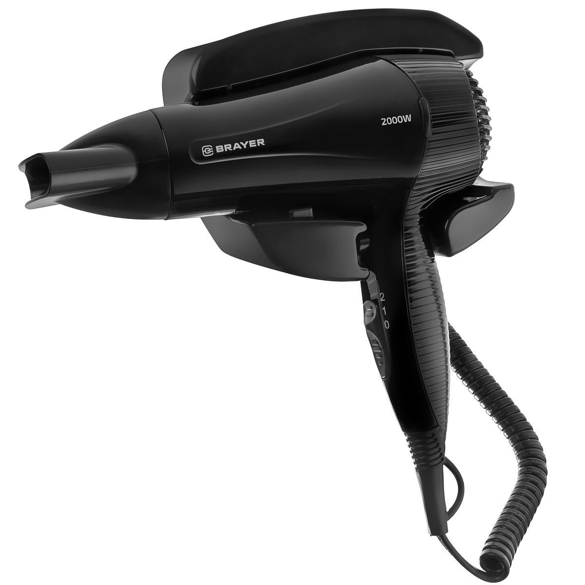 Изображение товара Настенный фен Brayer BR3021BK 2000 Вт черный с концентратором и креплением