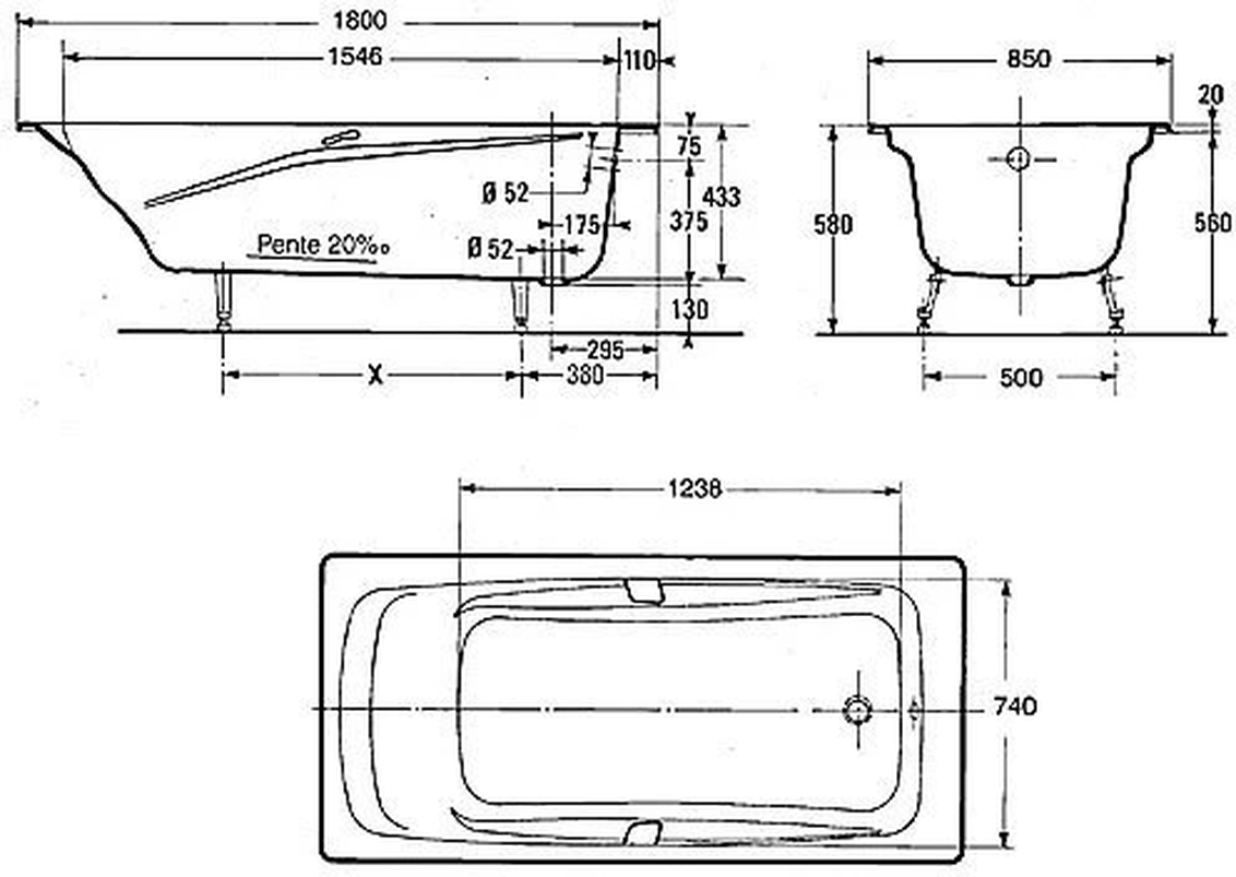Изображение товара Ванна Jacob Delafon E2903-00 RUB чугунная 180x85см