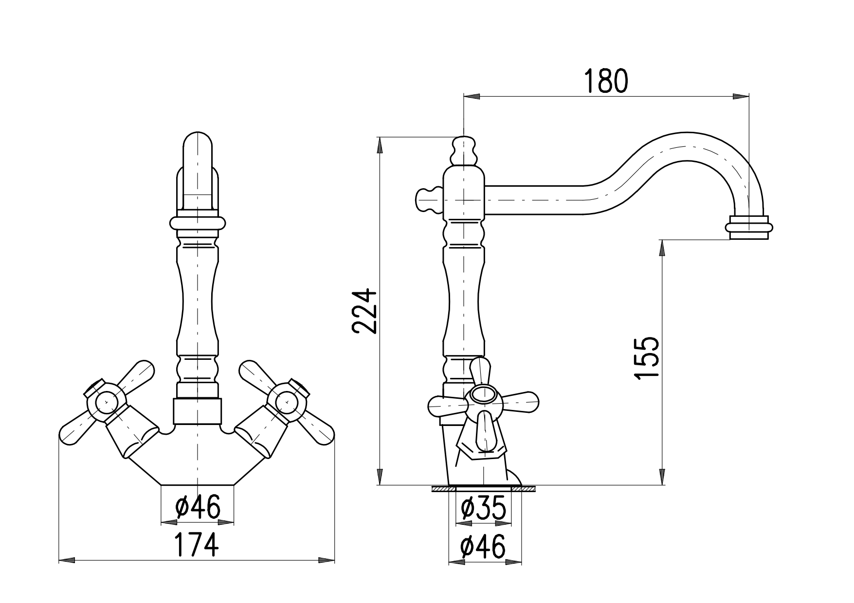 Изображение товара Смеситель для умывальника RavSlezak Morava Retro mk121.58bz click-clack цвет белый глянцевый золото